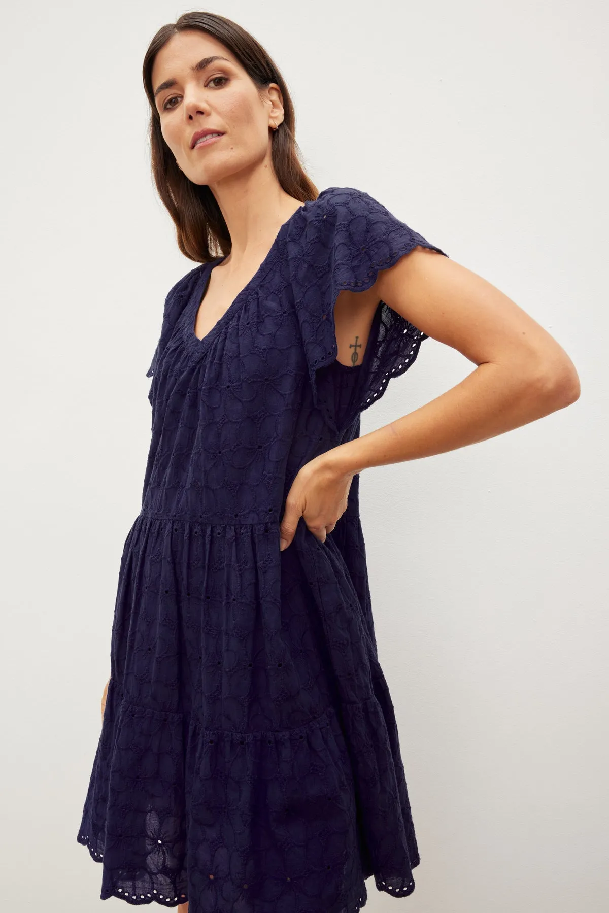 WYNETTE EMBROIDERED DRESS - VELVET