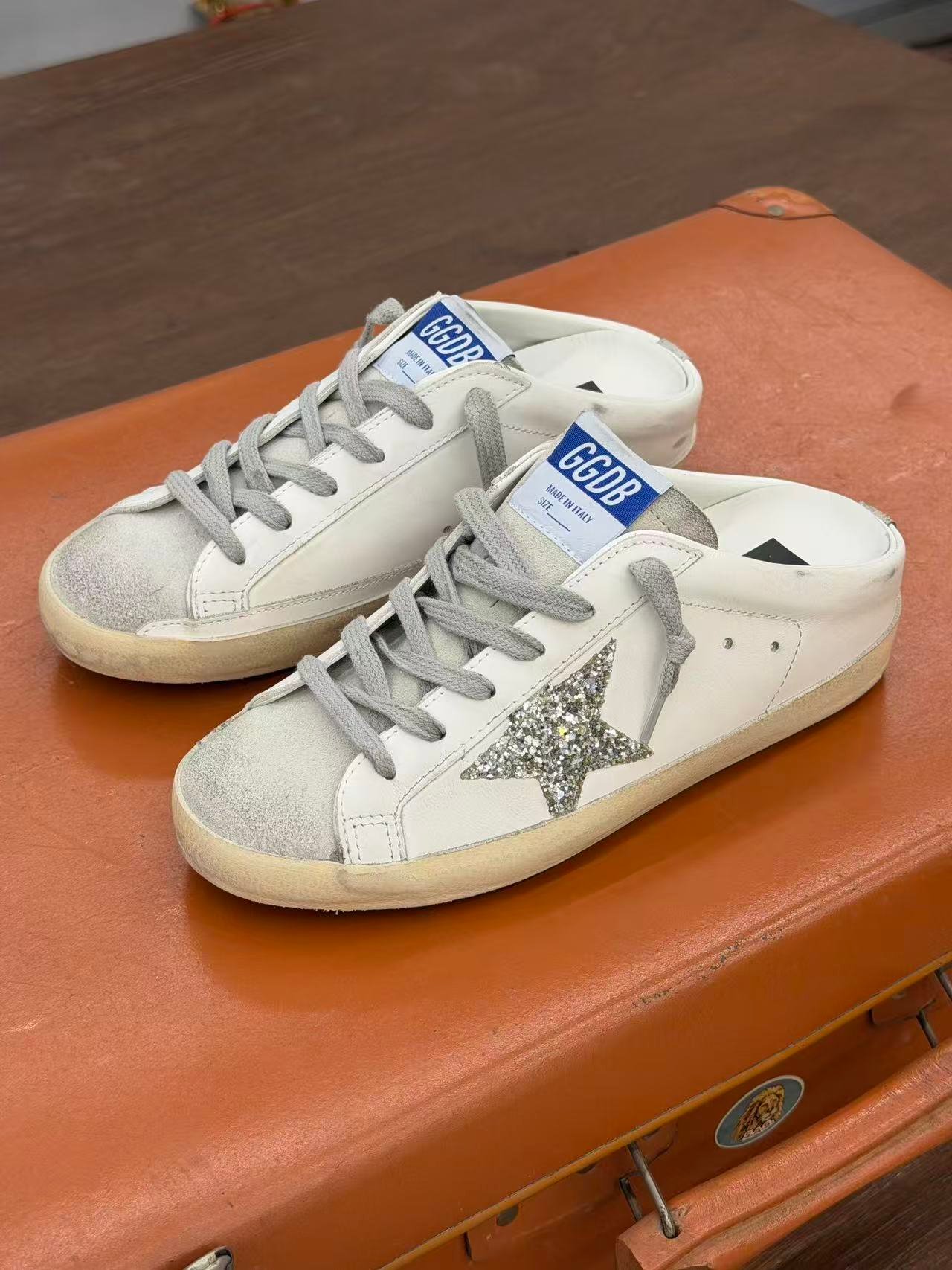 White Ball Star Strap Sneakers Adult Vintage Distressed Leather Dirty Casual Street Flat Shoes For Men Women