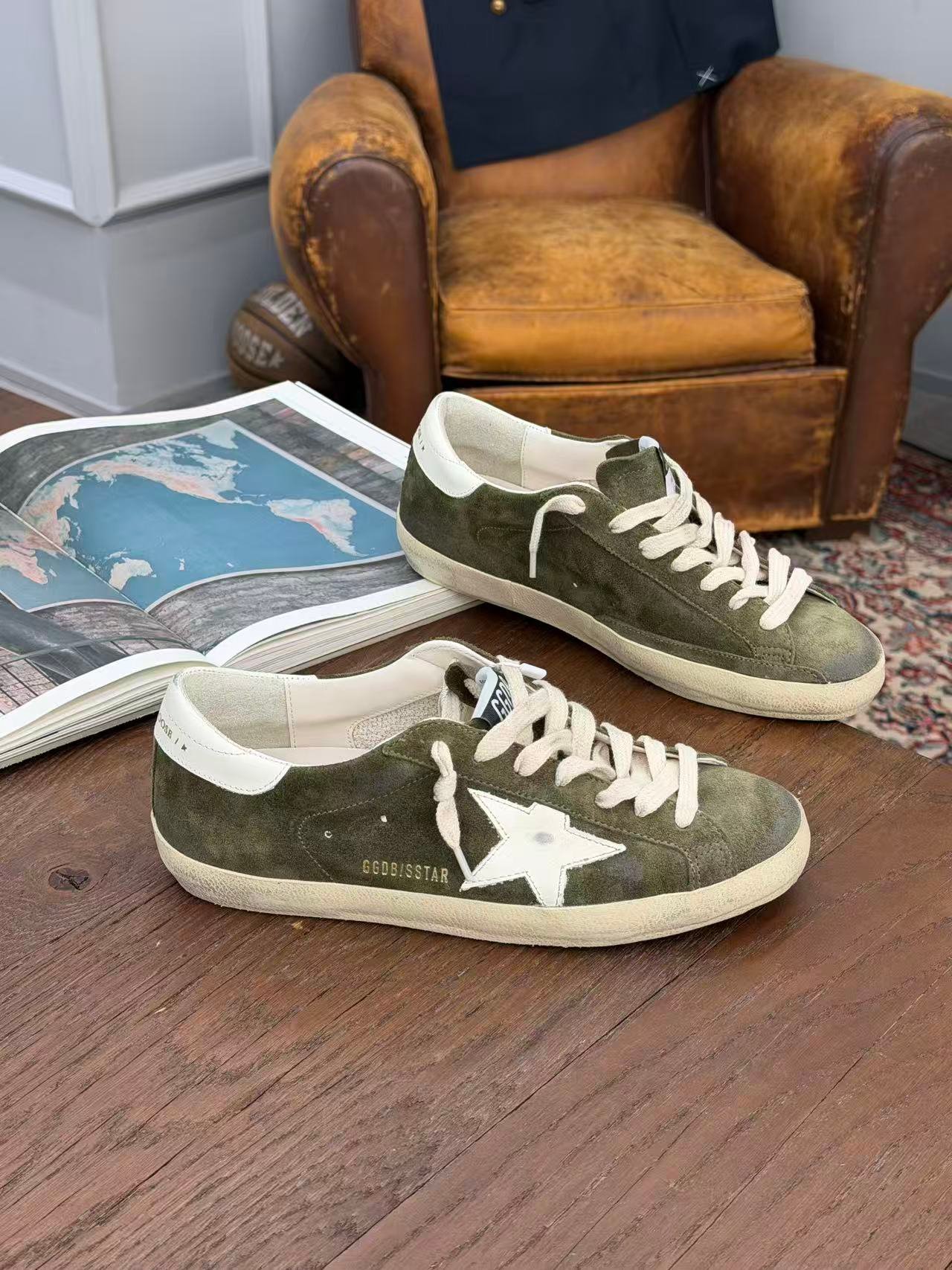 White Ball Star Strap Sneakers Adult Vintage Distressed Leather Dirty Casual Street Flat Shoes For Men Women - Image 2