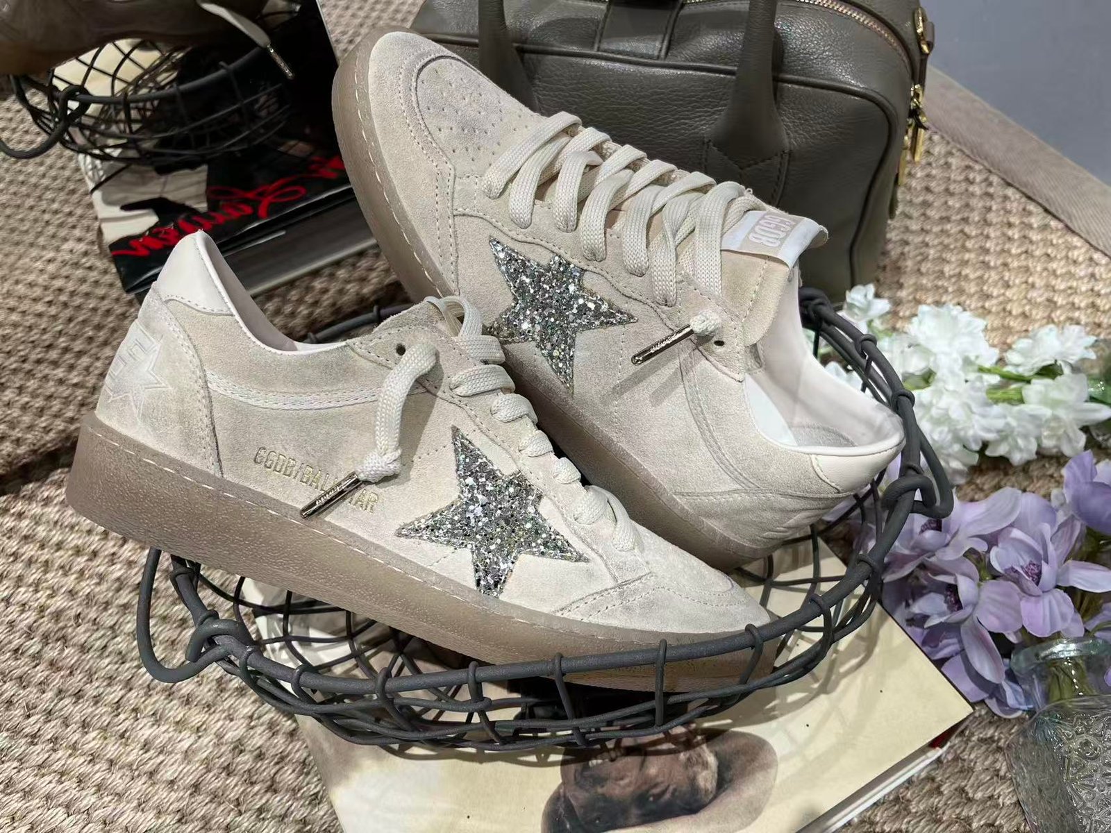 White Ball Star Strap Sneakers Adult Vintage Distressed Leather Dirty Casual Street Flat Shoes For Men Women - Image 2
