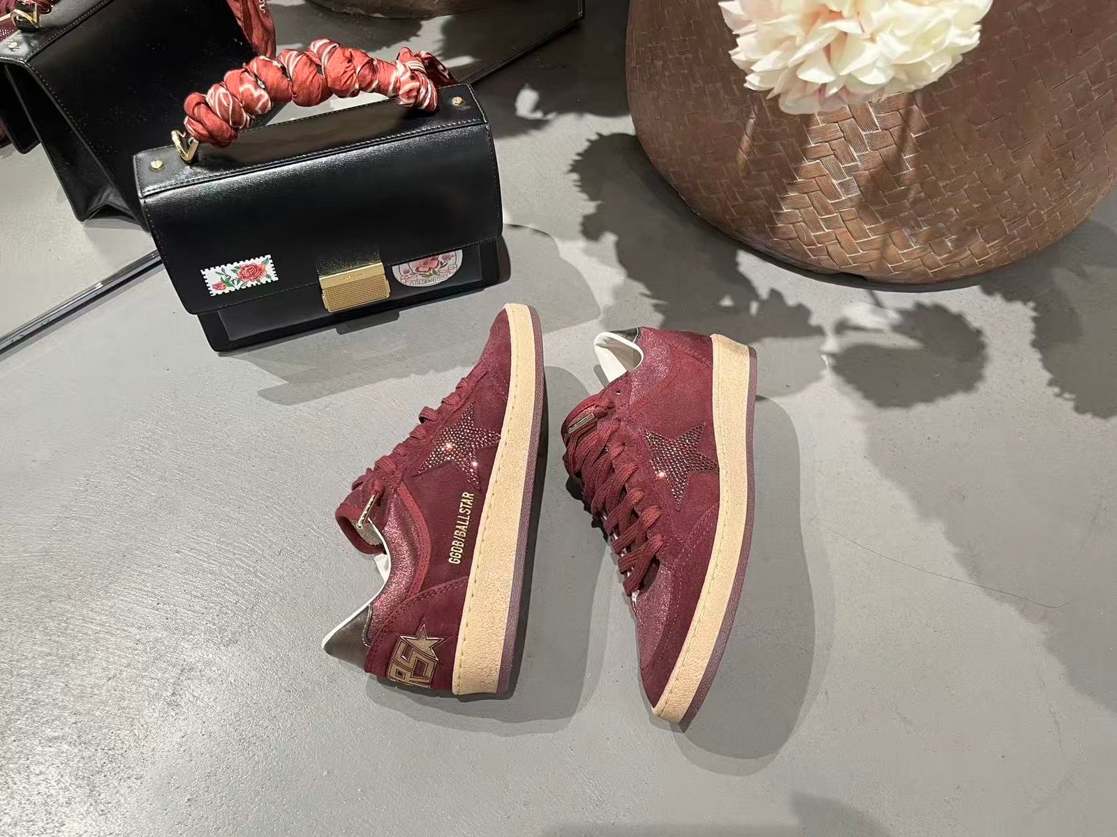White Ball Star Strap Sneakers Adult Vintage Distressed Leather Dirty Casual Street Flat Shoes For Men Women - Image 2