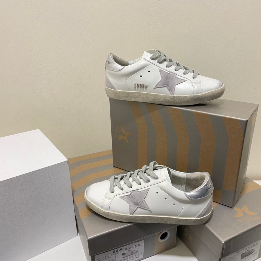 White Ball Star Strap Sneakers Adult Vintage Distressed Leather Dirty Casual Street Flat Shoes For Men Women - Image 3