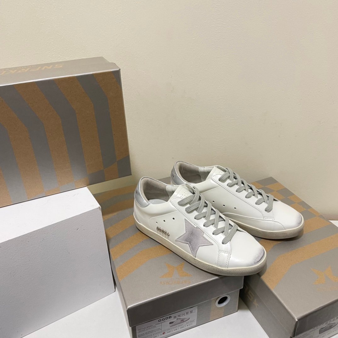 White Ball Star Strap Sneakers Adult Vintage Distressed Leather Dirty Casual Street Flat Shoes For Men Women - Image 6