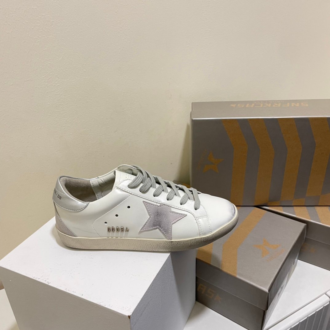 White Ball Star Strap Sneakers Adult Vintage Distressed Leather Dirty Casual Street Flat Shoes For Men Women - Image 9