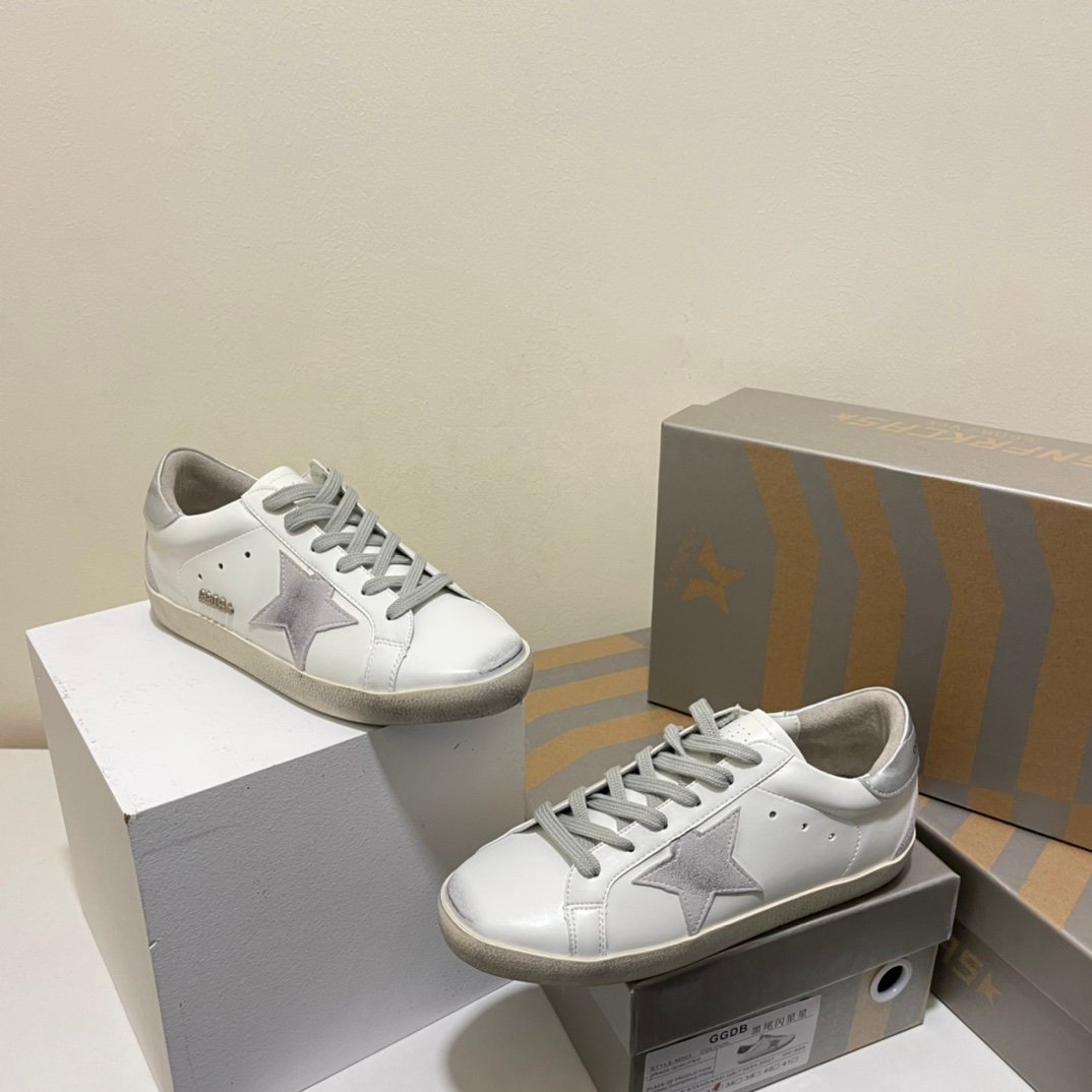White Ball Star Strap Sneakers Adult Vintage Distressed Leather Dirty Casual Street Flat Shoes For Men Women - Image 10