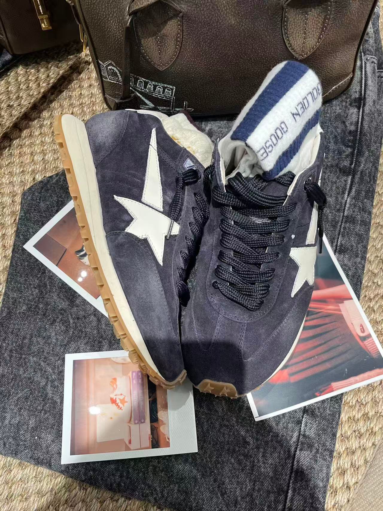 White Ball Star Strap Sneakers Adult Vintage Distressed Leather Dirty Casual Street Flat Shoes For Men Women