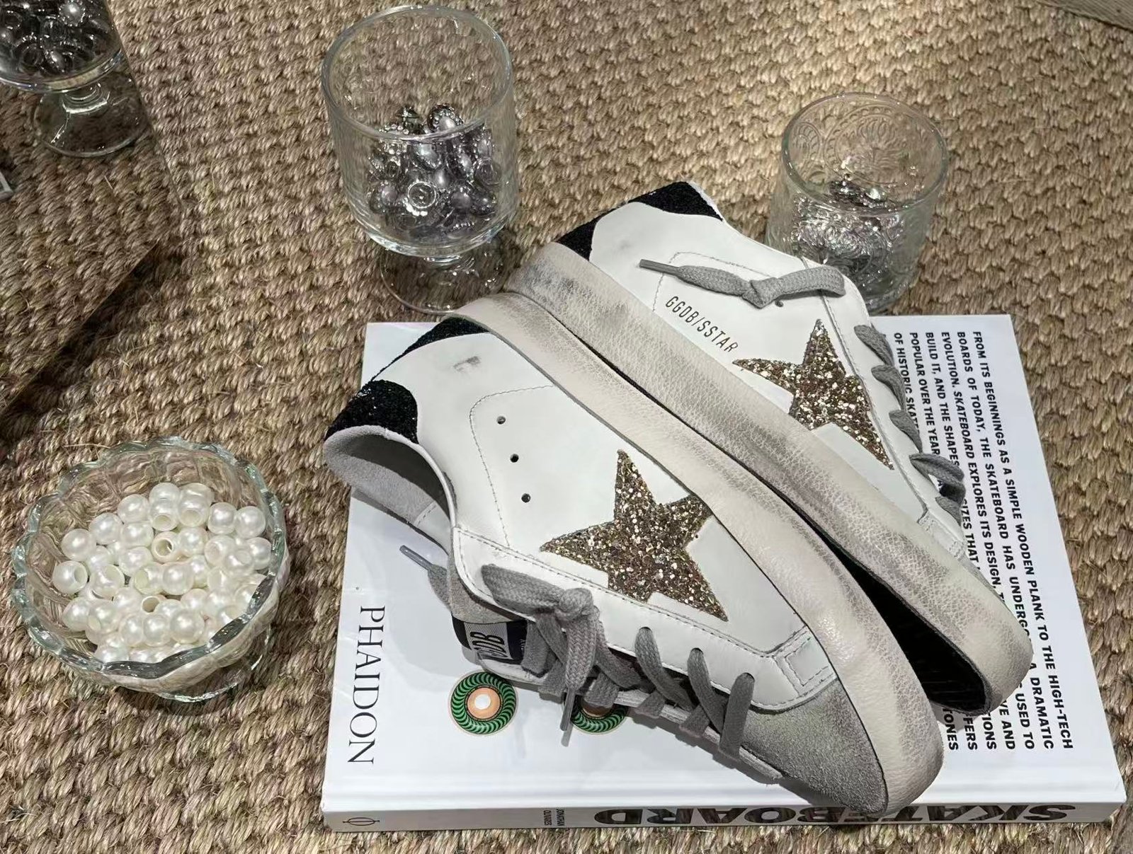 White Ball Star Strap Sneakers Adult Vintage Distressed Leather Dirty Casual Street Flat Shoes For Men Women - Image 4