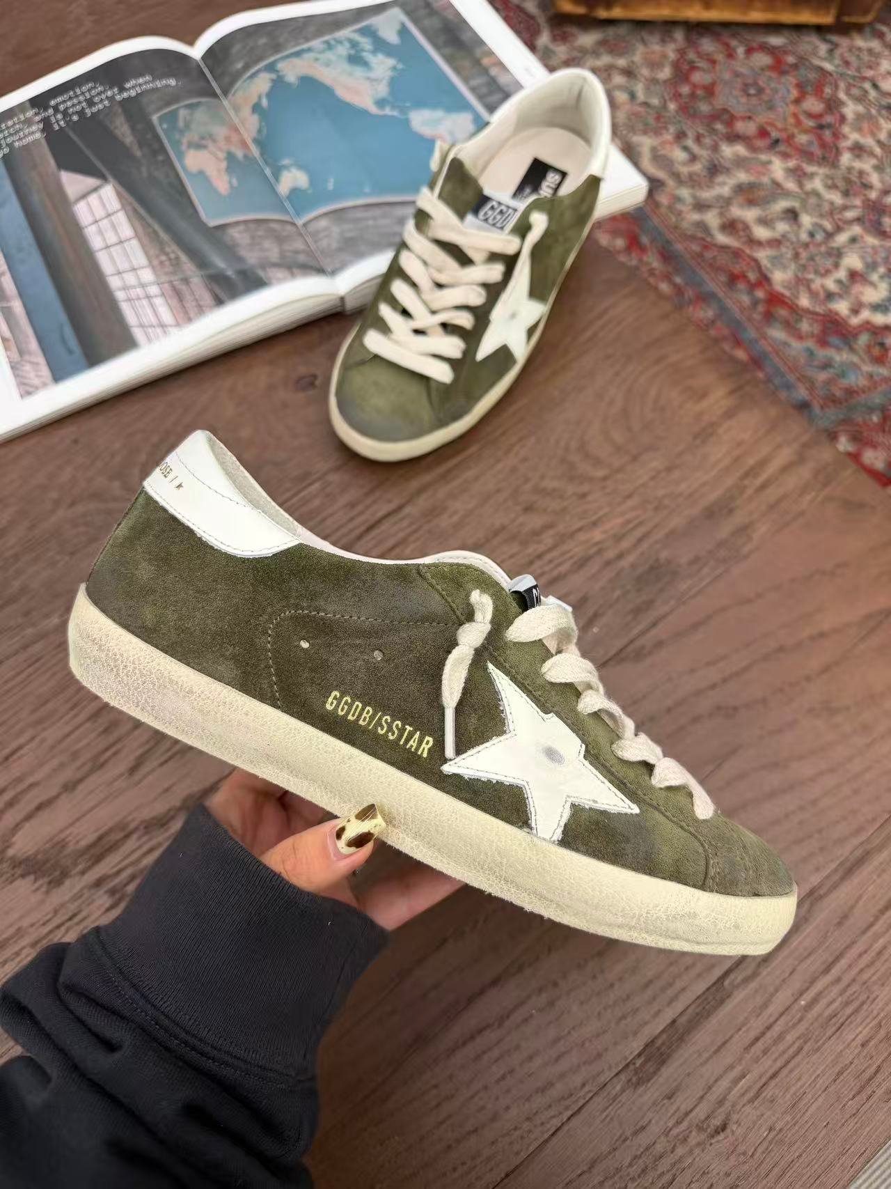 White Ball Star Strap Sneakers Adult Vintage Distressed Leather Dirty Casual Street Flat Shoes For Men Women - Image 3