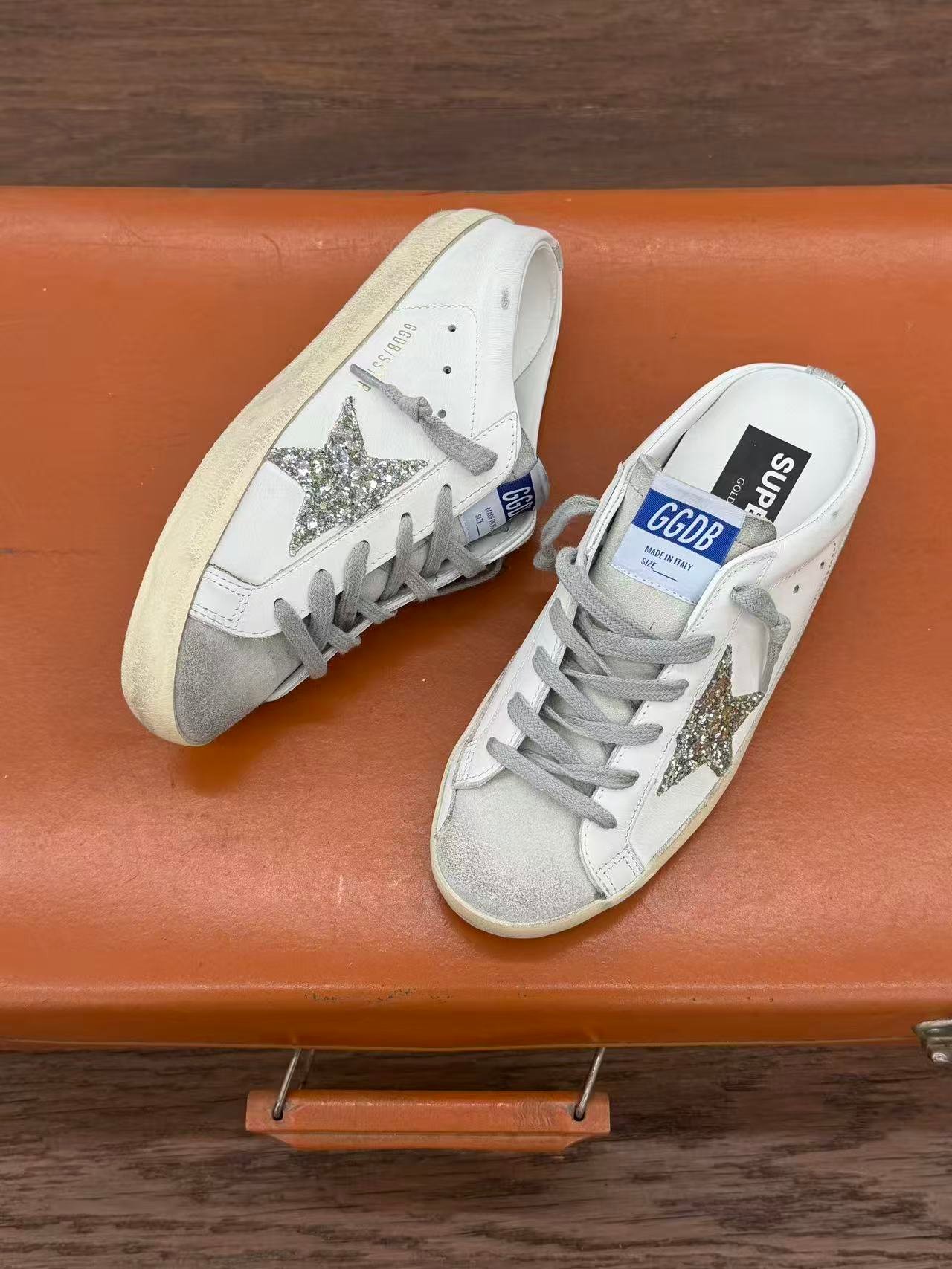 White Ball Star Strap Sneakers Adult Vintage Distressed Leather Dirty Casual Street Flat Shoes For Men Women - Image 3
