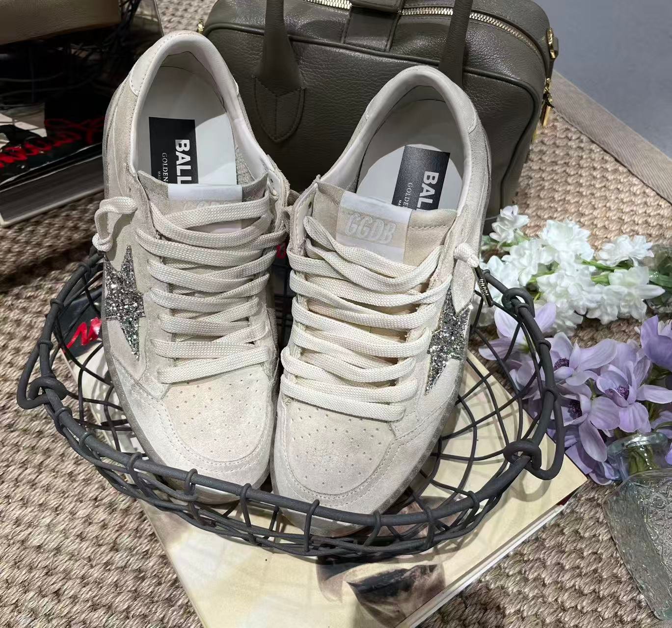 White Ball Star Strap Sneakers Adult Vintage Distressed Leather Dirty Casual Street Flat Shoes For Men Women - Image 4