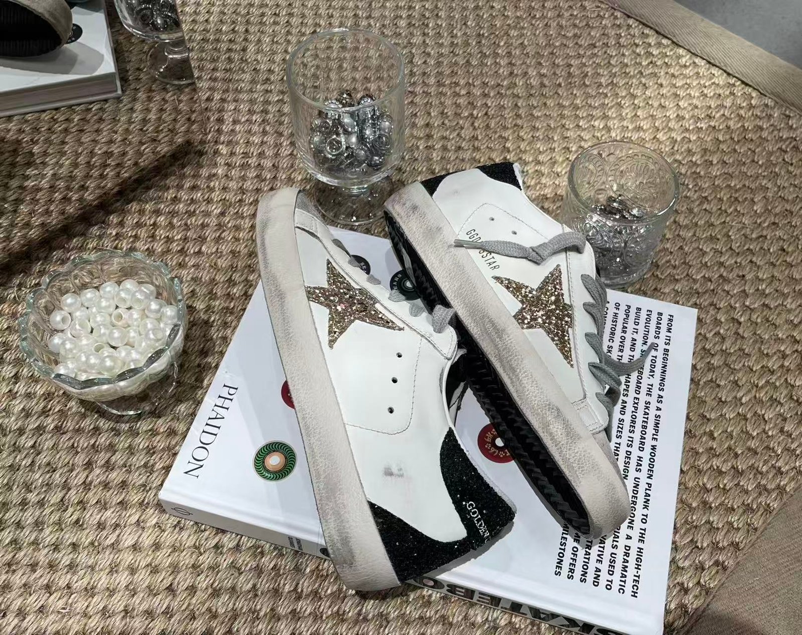 White Ball Star Strap Sneakers Adult Vintage Distressed Leather Dirty Casual Street Flat Shoes For Men Women - Image 6