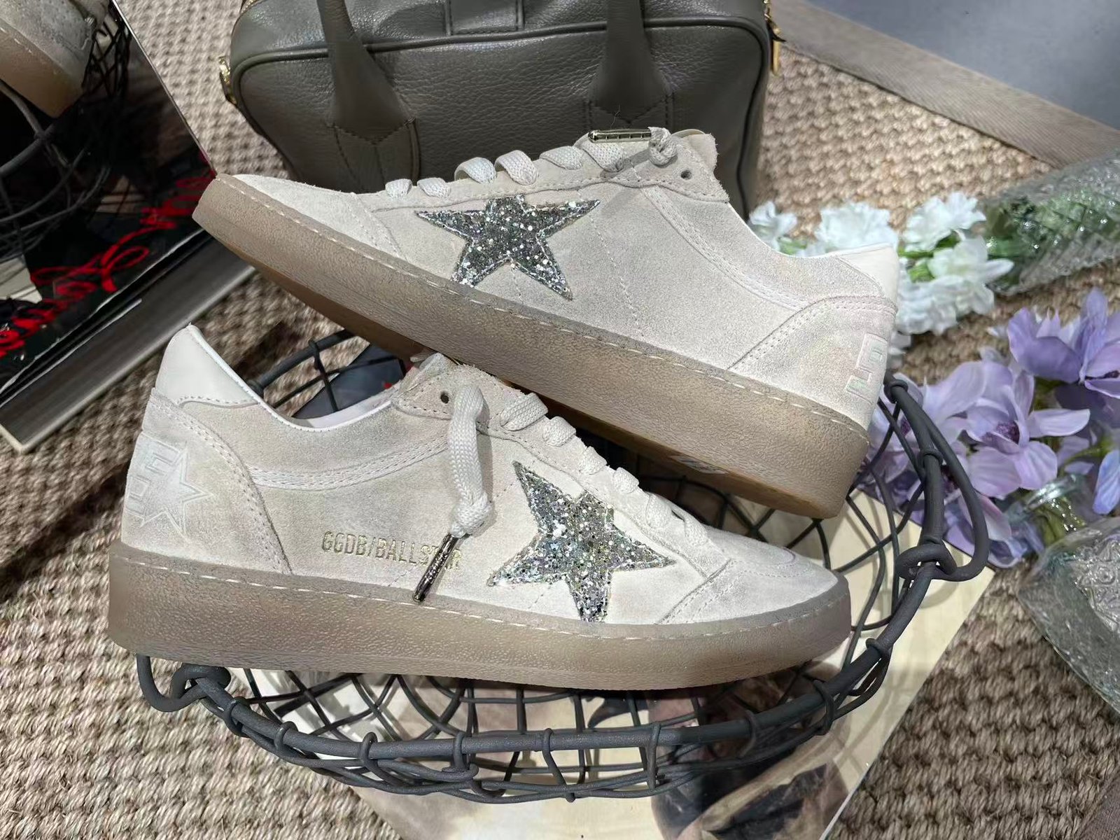 White Ball Star Strap Sneakers Adult Vintage Distressed Leather Dirty Casual Street Flat Shoes For Men Women - Image 3