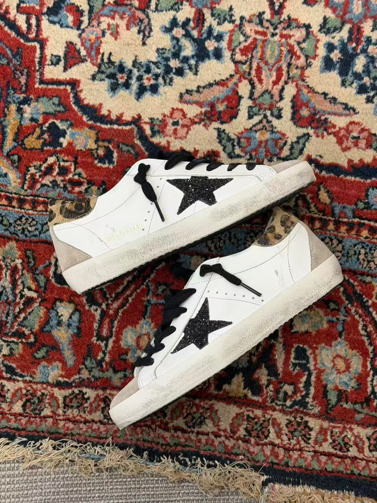 White Ball Star Strap Sneakers Adult Vintage Distressed Leather Dirty Casual Street Flat Shoes For Men Women - Image 3