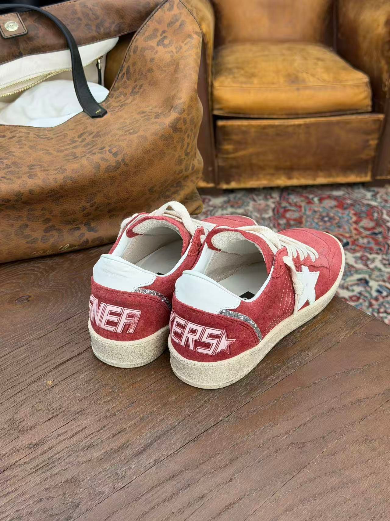White Ball Star Strap Sneakers Adult Vintage Distressed Leather Dirty Casual Street Flat Shoes For Men Women - Image 4