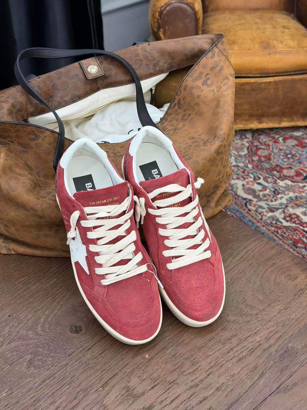 White Ball Star Strap Sneakers Adult Vintage Distressed Leather Dirty Casual Street Flat Shoes For Men Women - Image 2