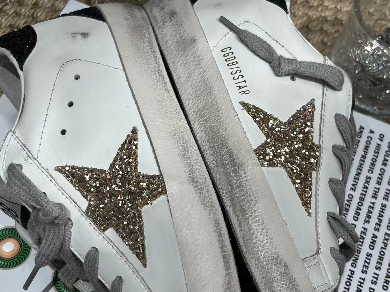 White Ball Star Strap Sneakers Adult Vintage Distressed Leather Dirty Casual Street Flat Shoes For Men Women - Image 5