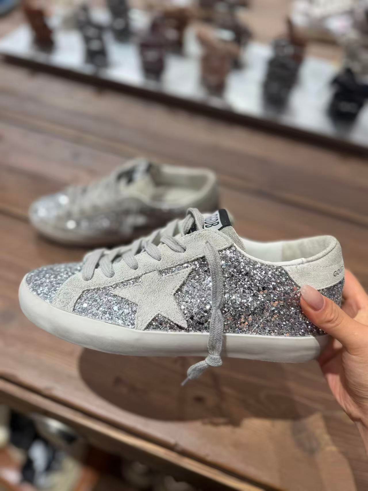 White Ball Star Strap Sneakers Adult Vintage Distressed Leather Dirty Casual Street Flat Shoes For Men Women - Image 3