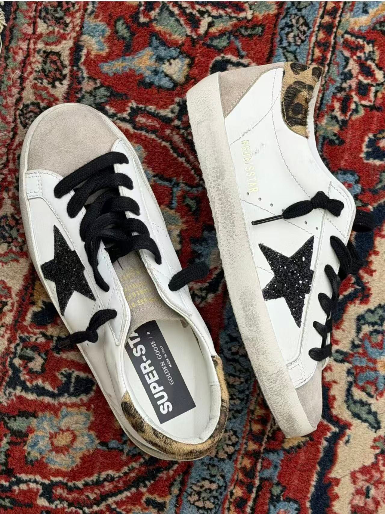 White Ball Star Strap Sneakers Adult Vintage Distressed Leather Dirty Casual Street Flat Shoes For Men Women
