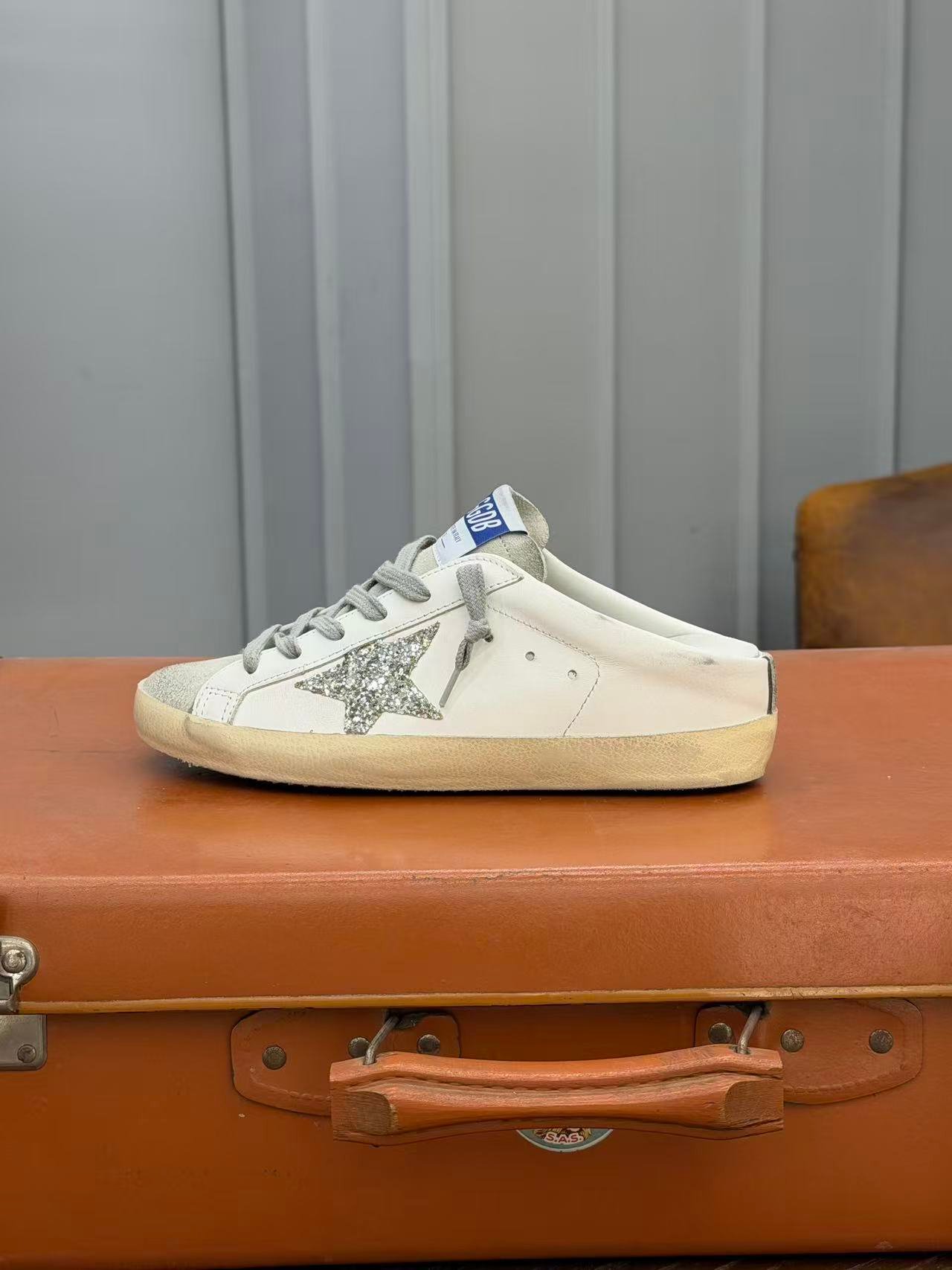 White Ball Star Strap Sneakers Adult Vintage Distressed Leather Dirty Casual Street Flat Shoes For Men Women - Image 4