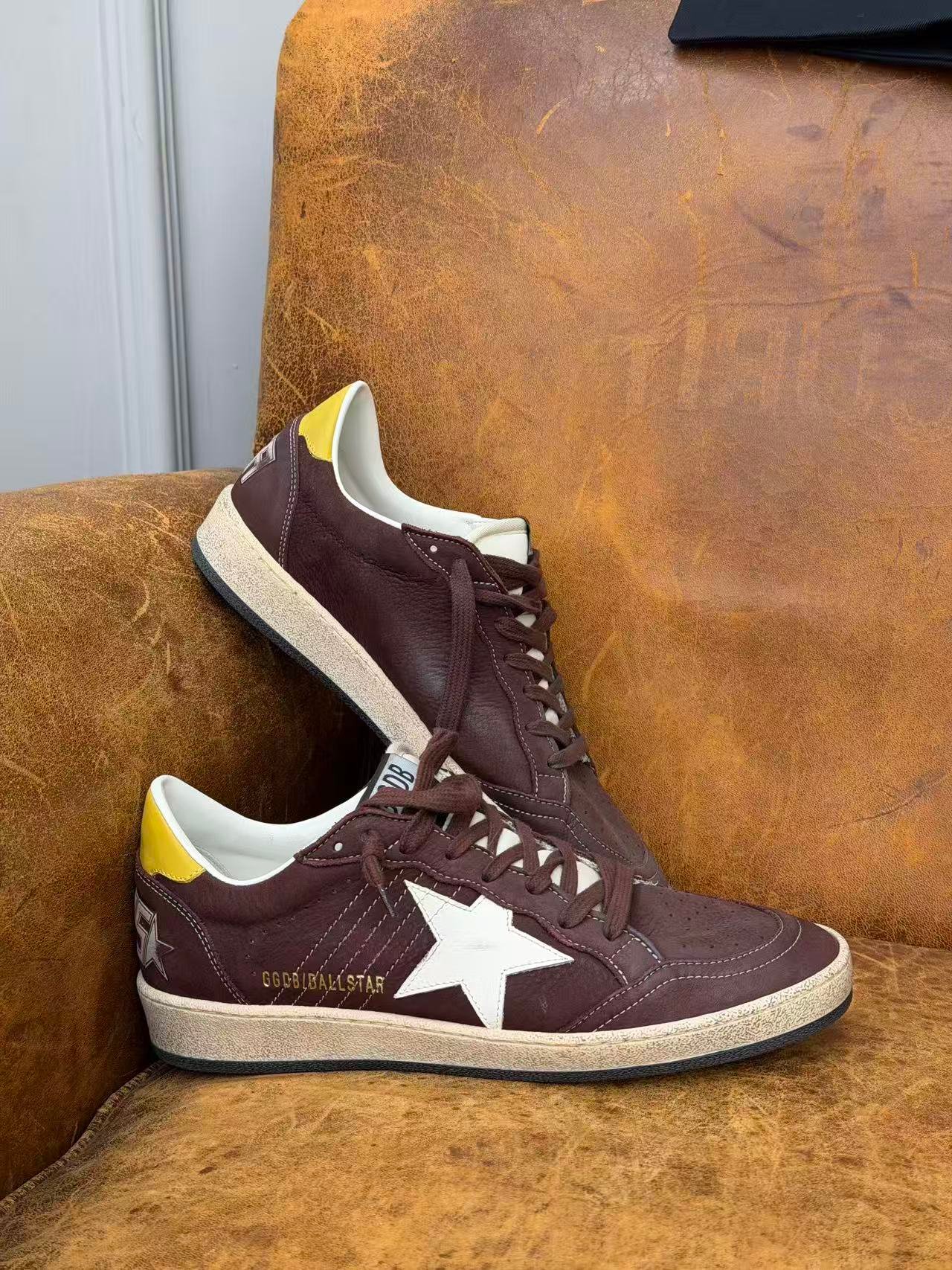 White Ball Star Strap Sneakers Adult Vintage Distressed Leather Dirty Casual Street Flat Shoes For Men Women - Image 4