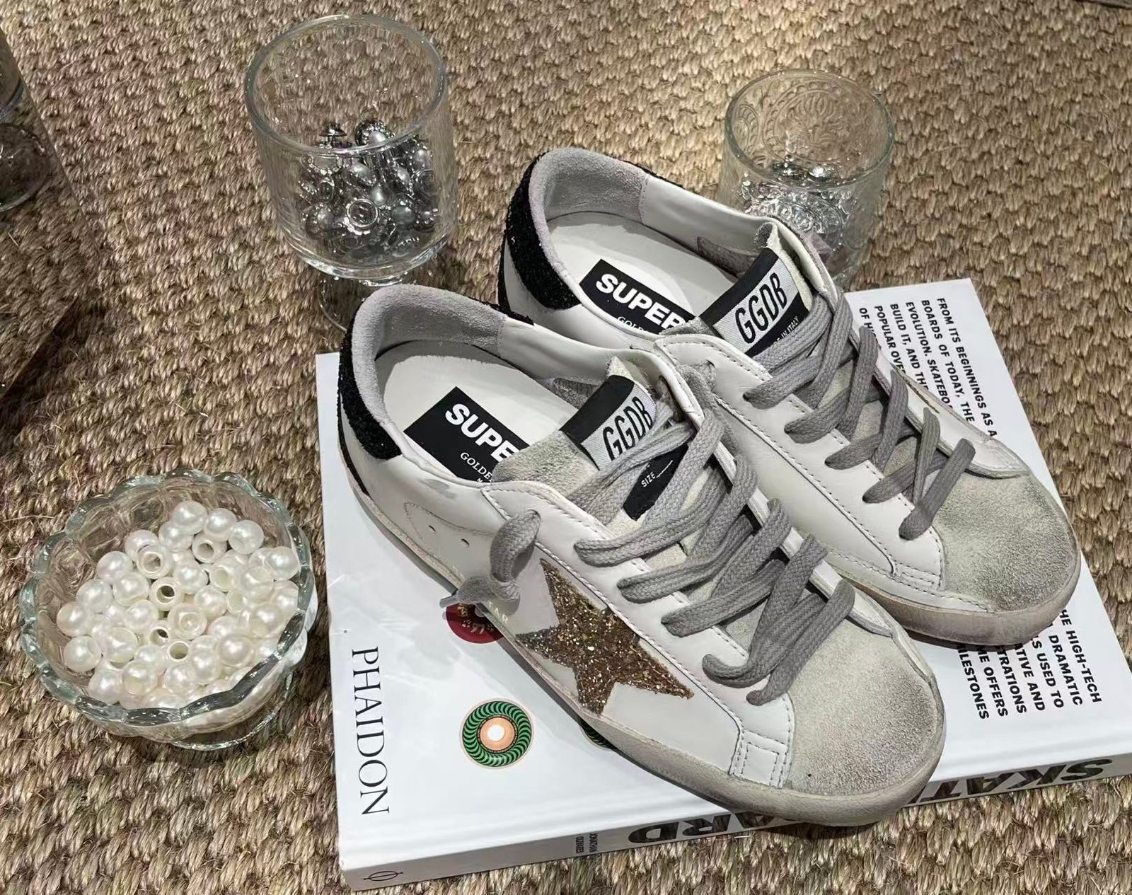 White Ball Star Strap Sneakers Adult Vintage Distressed Leather Dirty Casual Street Flat Shoes For Men Women - Image 8