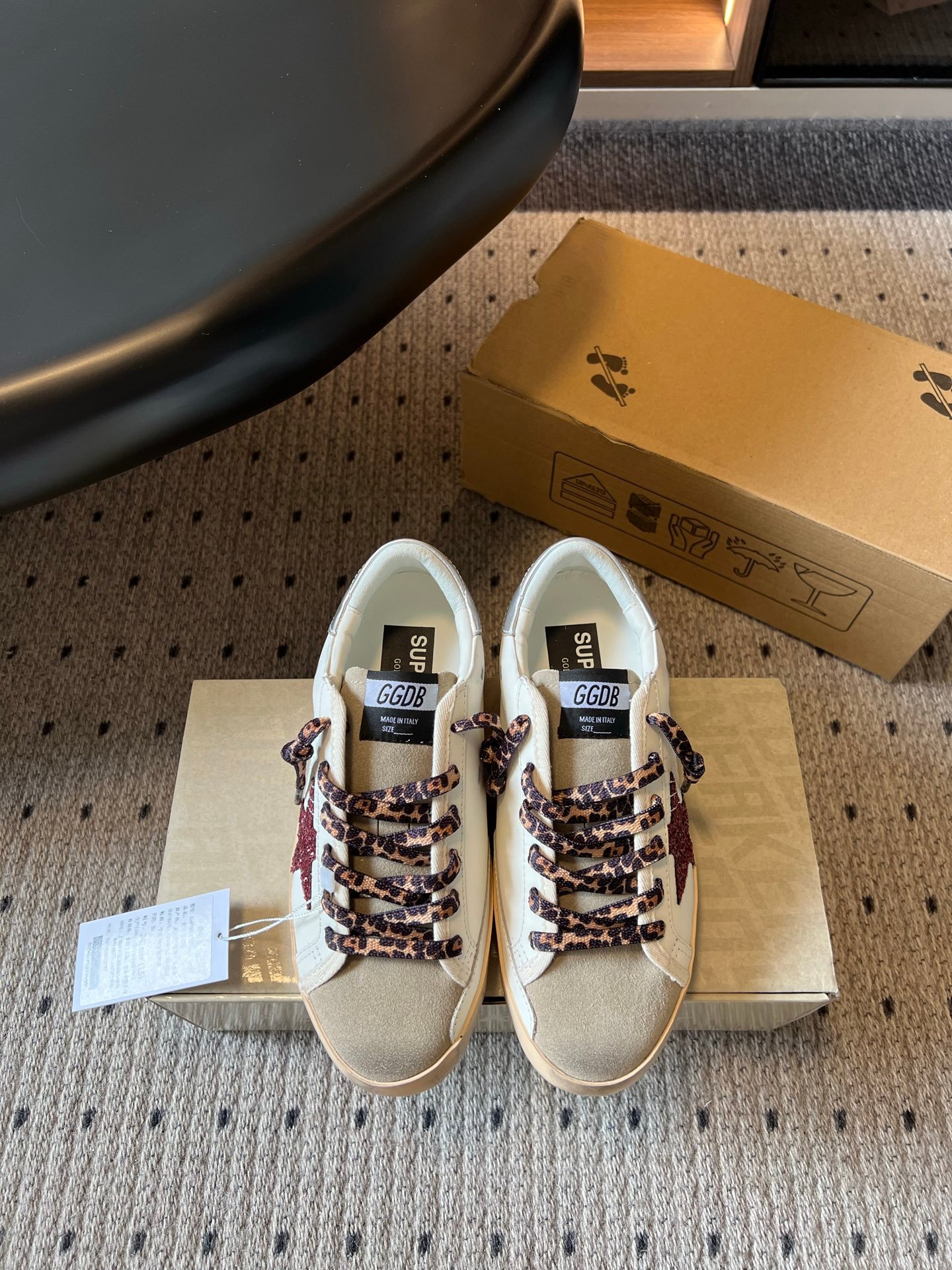 White Ball Star Strap Sneakers Adult Vintage Distressed Leather Dirty Casual Street Flat Shoes For Men Women - Image 4