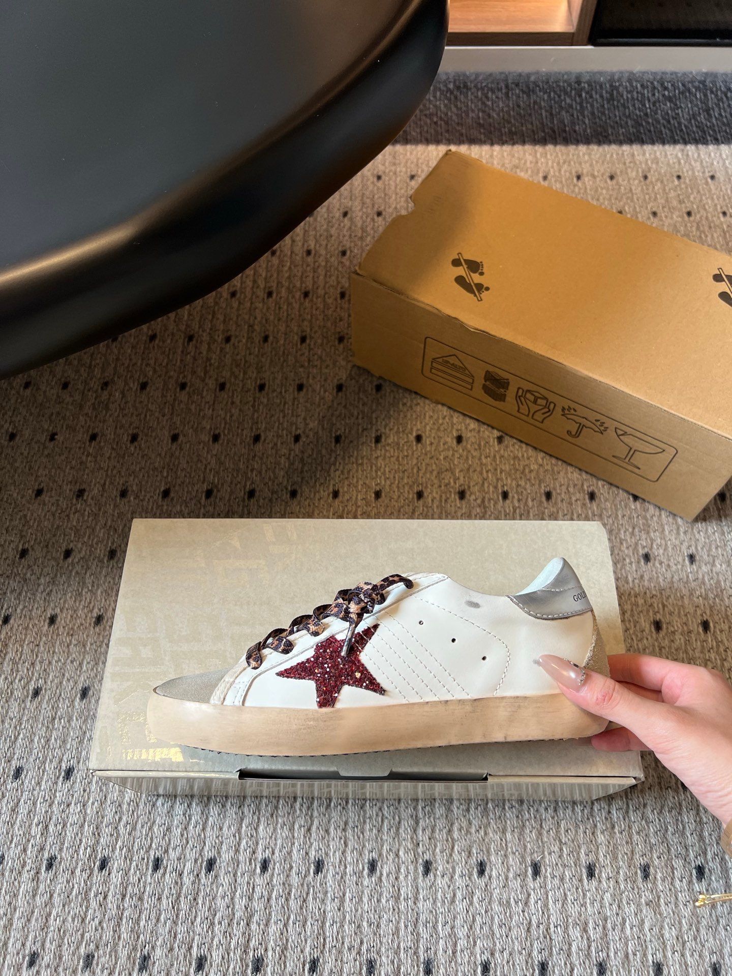White Ball Star Strap Sneakers Adult Vintage Distressed Leather Dirty Casual Street Flat Shoes For Men Women - Image 7