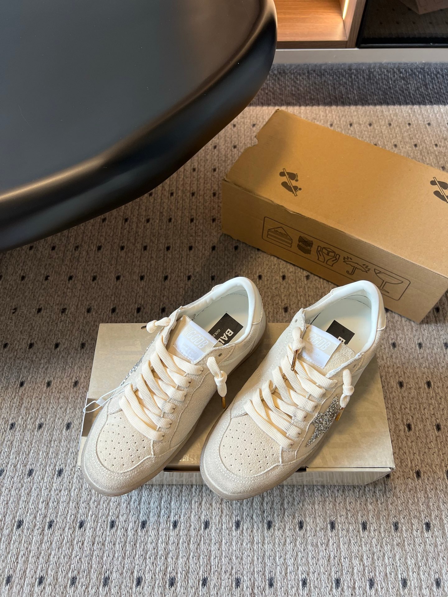 White Ball Star Strap Sneakers Adult Vintage Distressed Leather Dirty Casual Street Flat Shoes For Men Women - Image 7