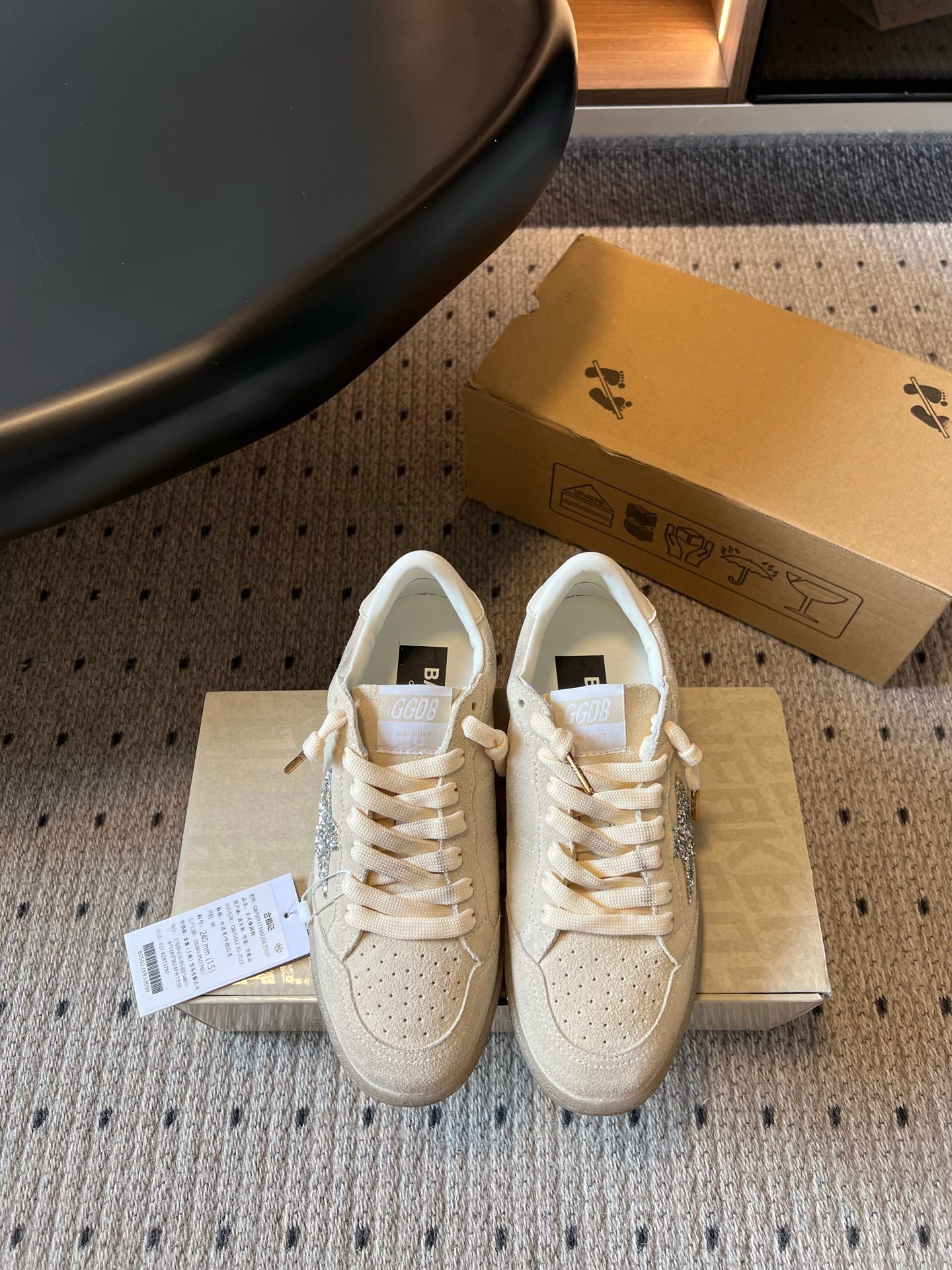 White Ball Star Strap Sneakers Adult Vintage Distressed Leather Dirty Casual Street Flat Shoes For Men Women - Image 9