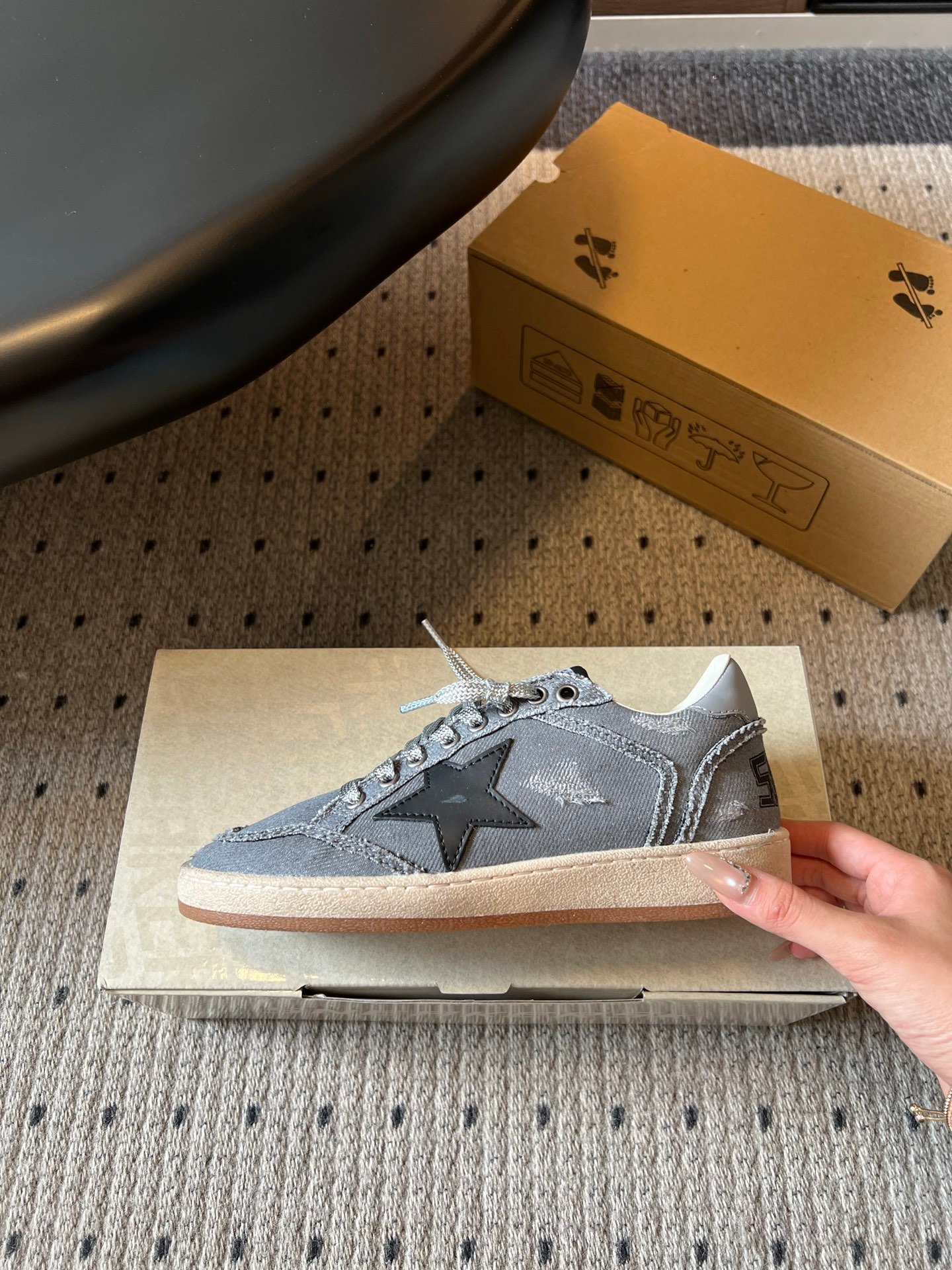 White Ball Star Strap Sneakers Adult Vintage Distressed Leather Dirty Casual Street Flat Shoes For Men Women - Image 8