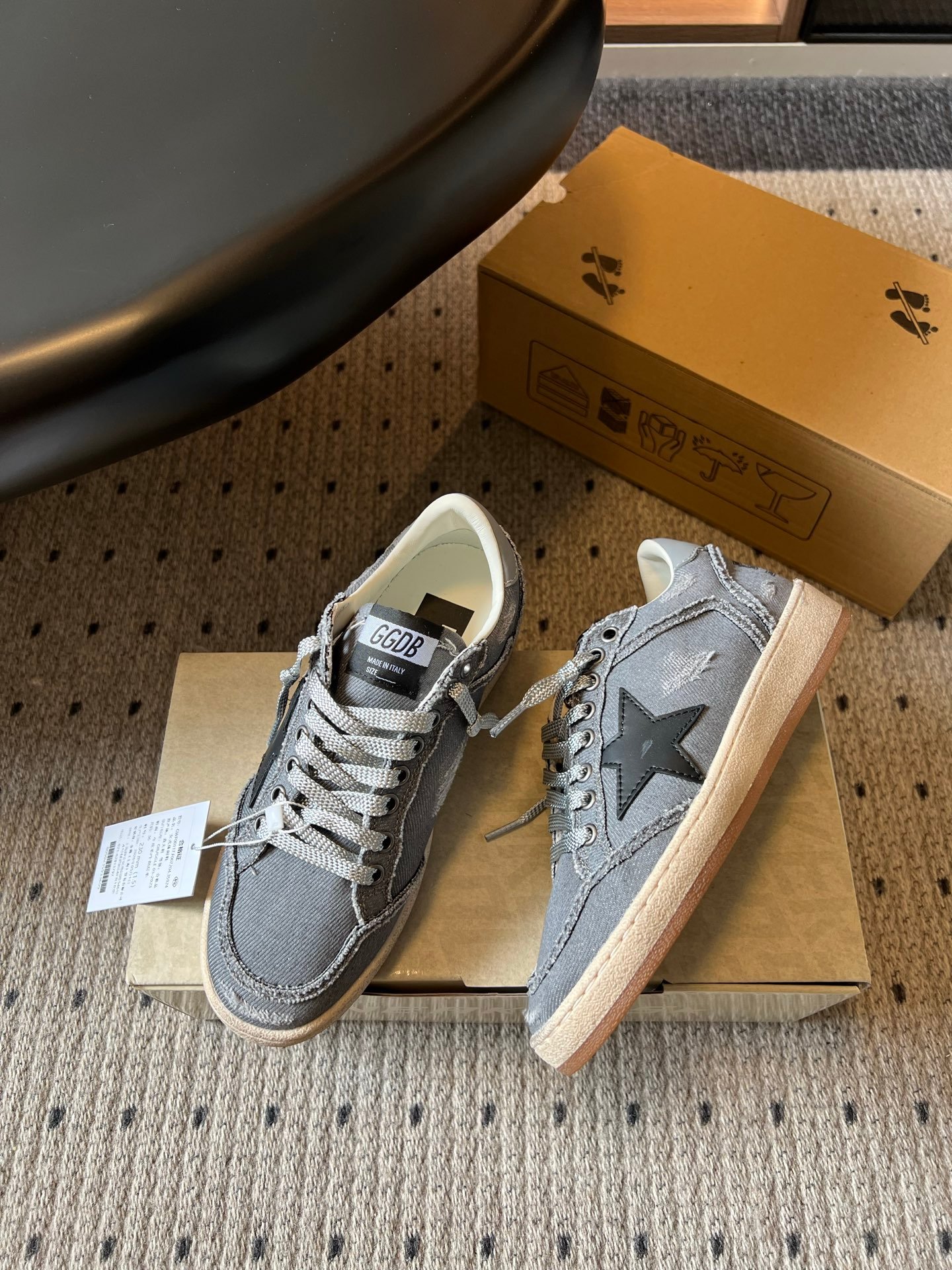 White Ball Star Strap Sneakers Adult Vintage Distressed Leather Dirty Casual Street Flat Shoes For Men Women - Image 10