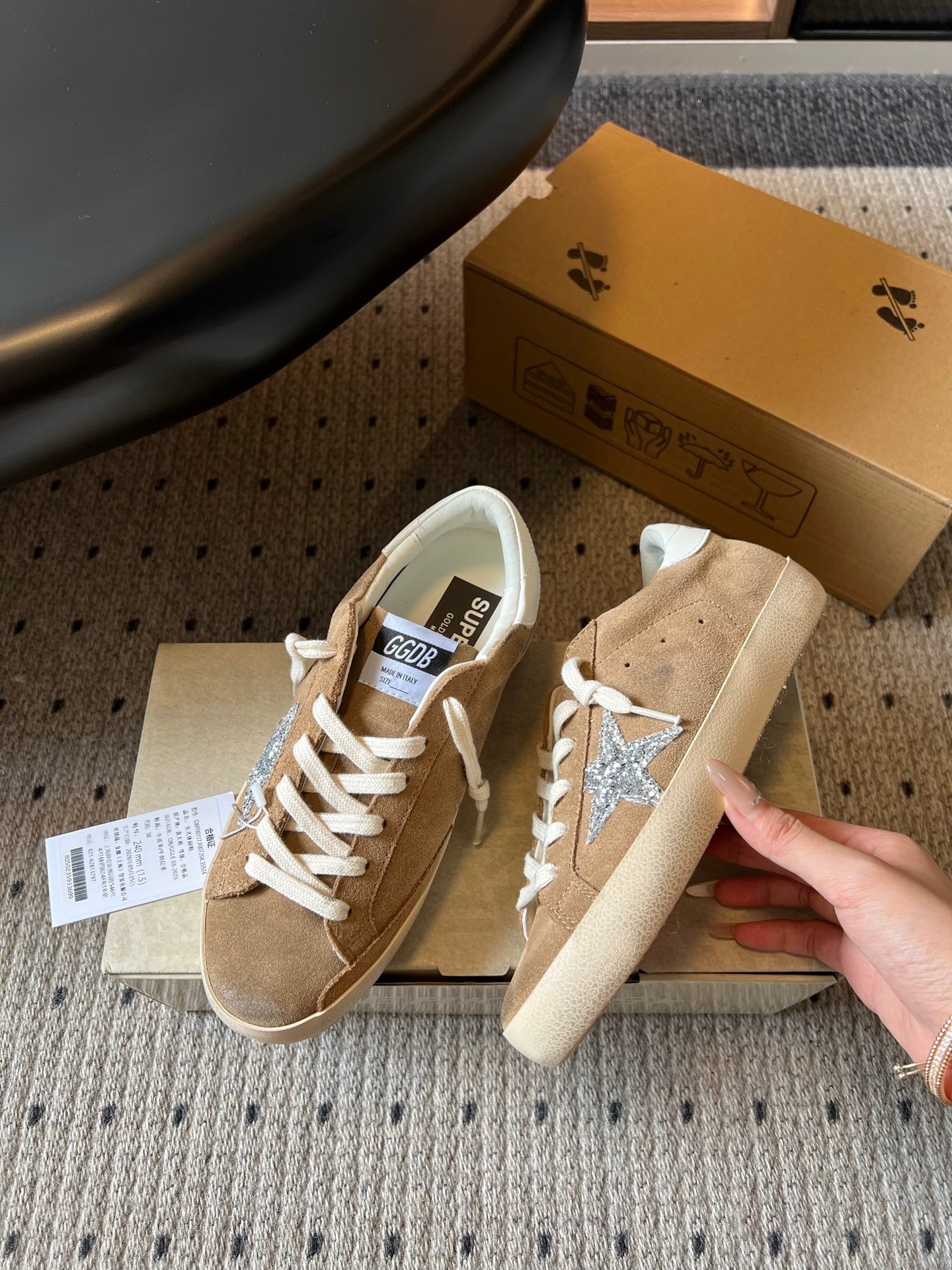 White Ball Star Strap Sneakers Adult Vintage Distressed Leather Dirty Casual Street Flat Shoes For Men Women - Image 8