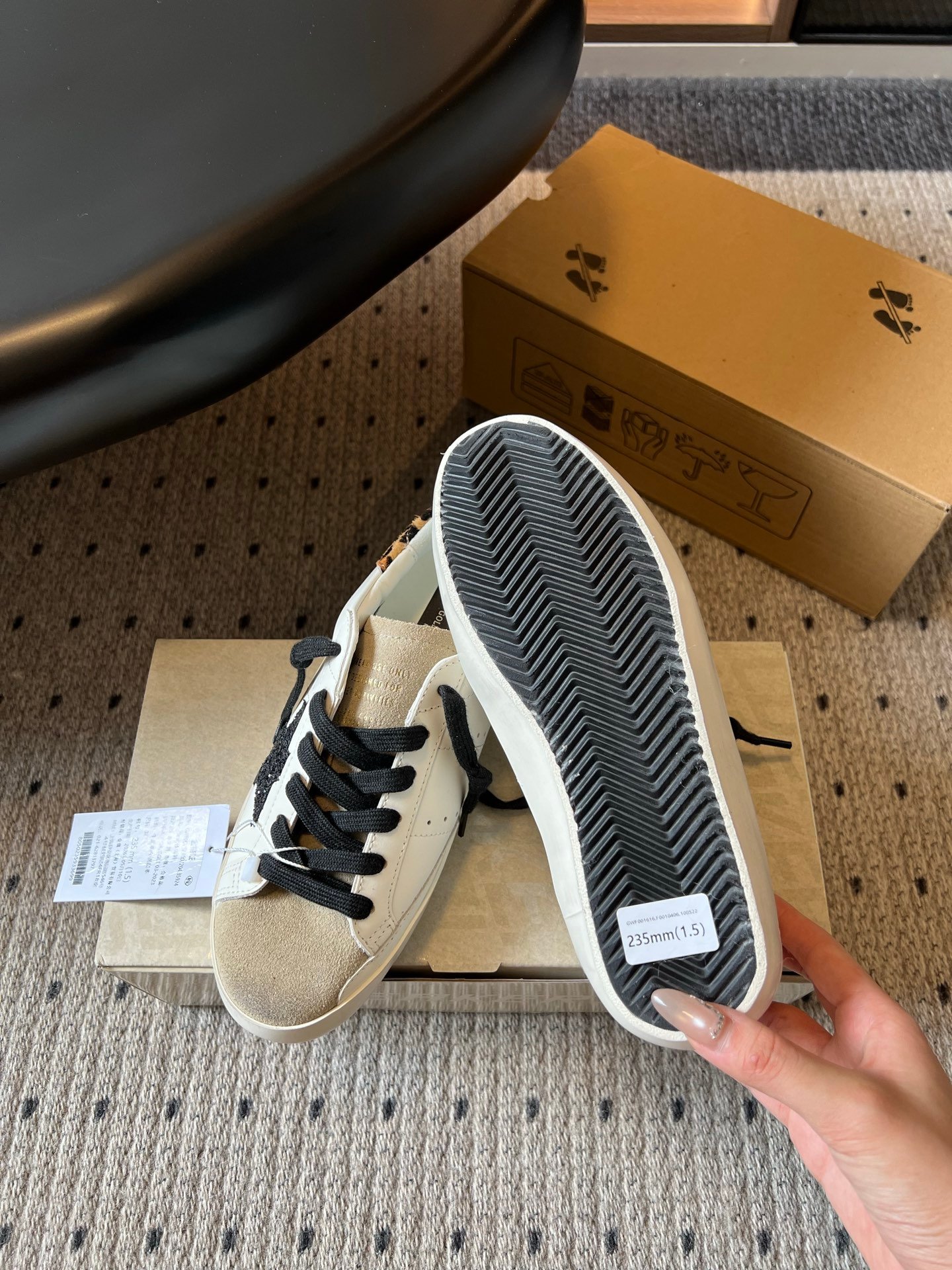 White Ball Star Strap Sneakers Adult Vintage Distressed Leather Dirty Casual Street Flat Shoes For Men Women - Image 3
