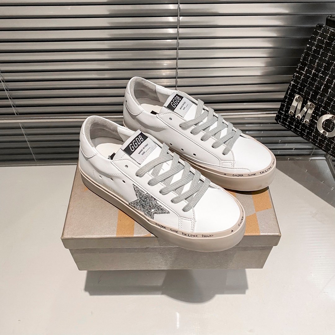 White Ball Star Strap Sneakers Adult Vintage Distressed Leather Dirty Casual Street Flat Shoes For Men Women (Copy) - Image 2