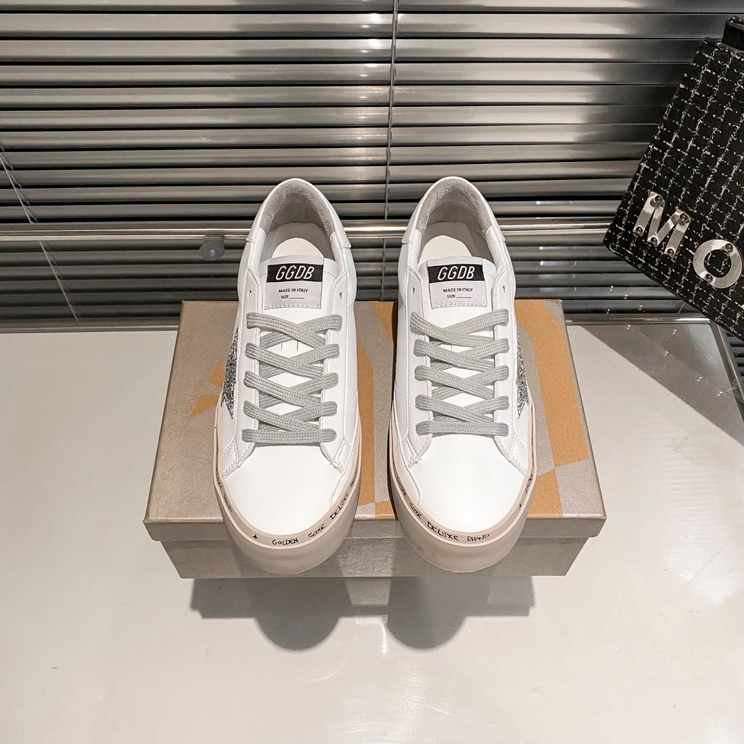 White Ball Star Strap Sneakers Adult Vintage Distressed Leather Dirty Casual Street Flat Shoes For Men Women (Copy) - Image 6