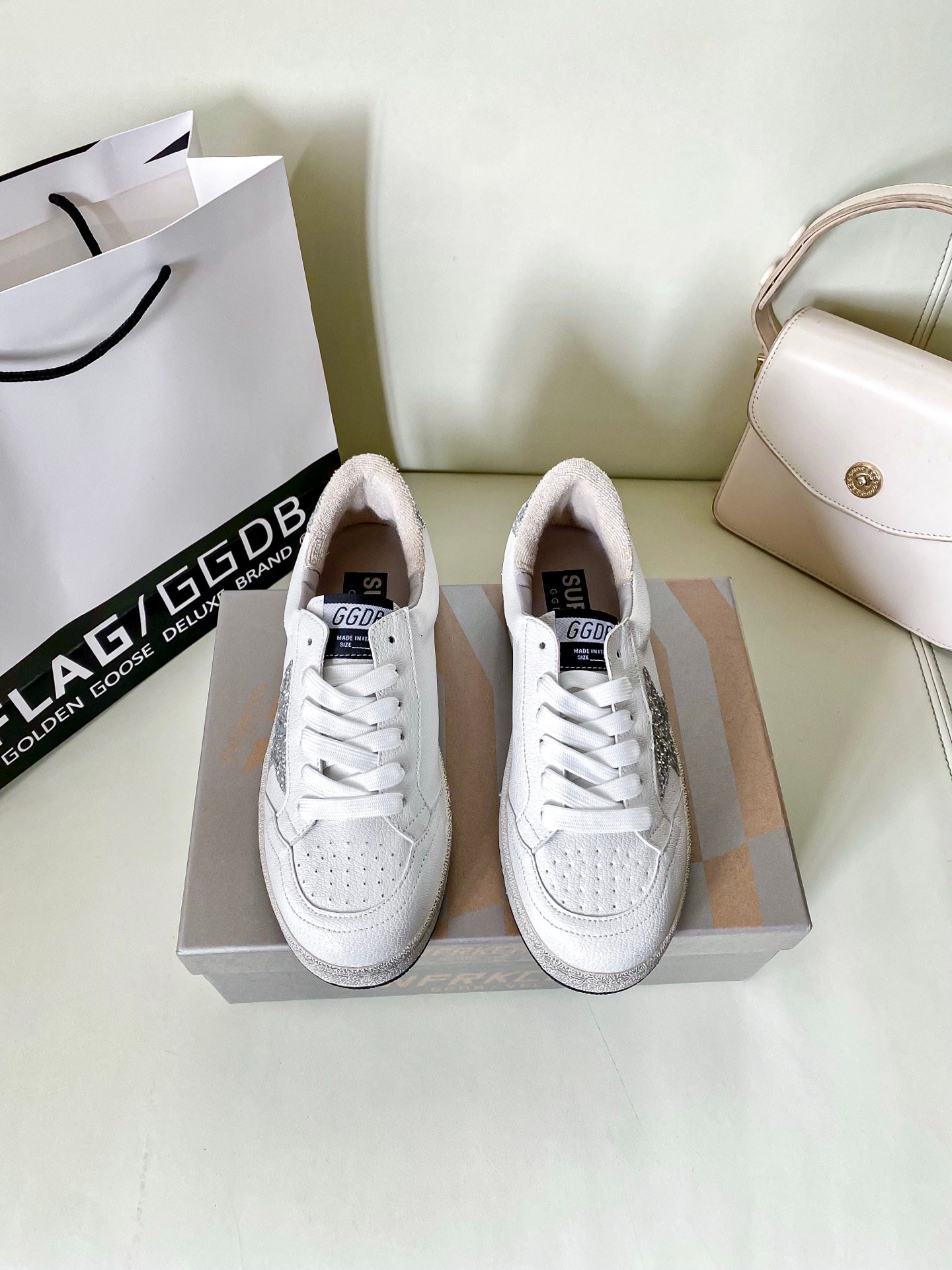 White Ball Star Strap Sneakers Adult Vintage Distressed Leather Dirty Casual Street Flat Shoes For Men Women - Image 4