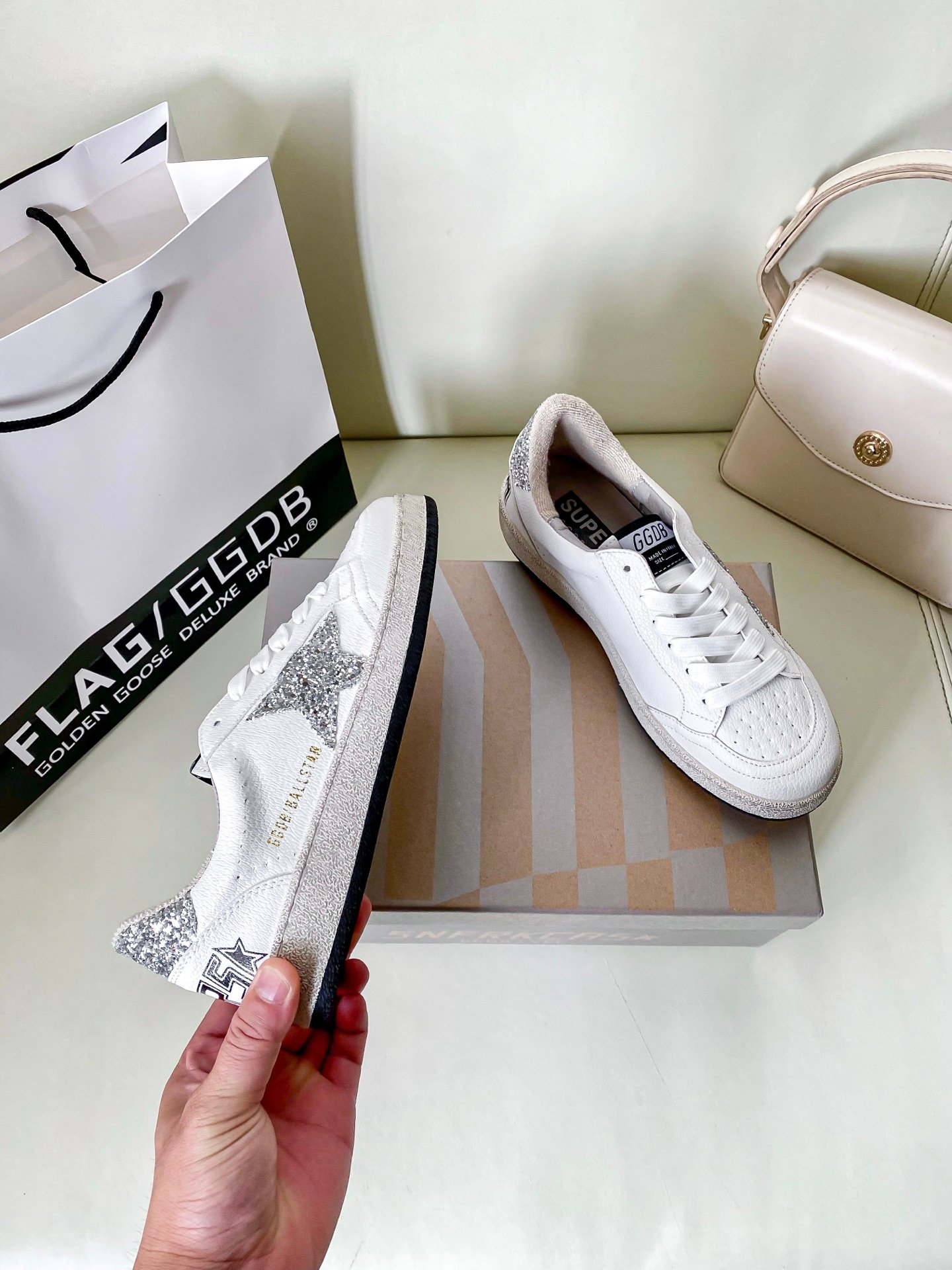 White Ball Star Strap Sneakers Adult Vintage Distressed Leather Dirty Casual Street Flat Shoes For Men Women - Image 6