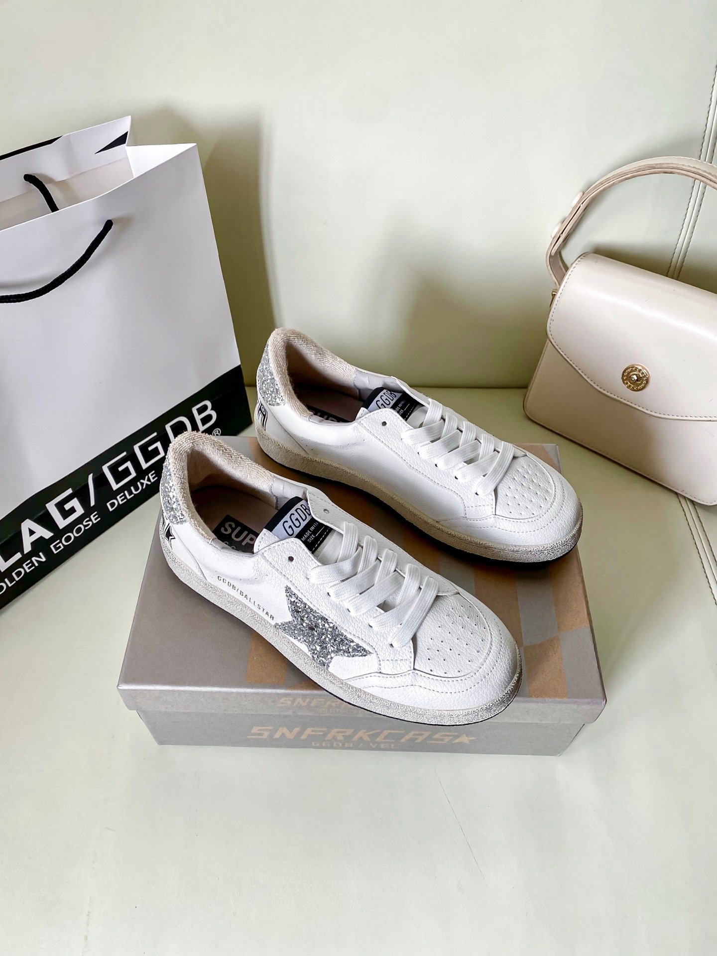 White Ball Star Strap Sneakers Adult Vintage Distressed Leather Dirty Casual Street Flat Shoes For Men Women - Image 7