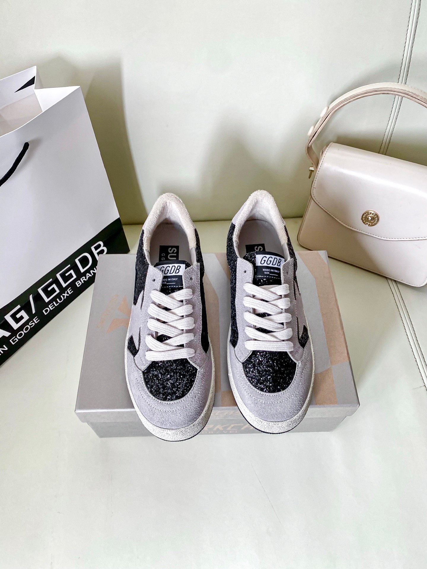 White Ball Star Strap Sneakers Adult Vintage Distressed Leather Dirty Casual Street Flat Shoes For Men Women - Image 3