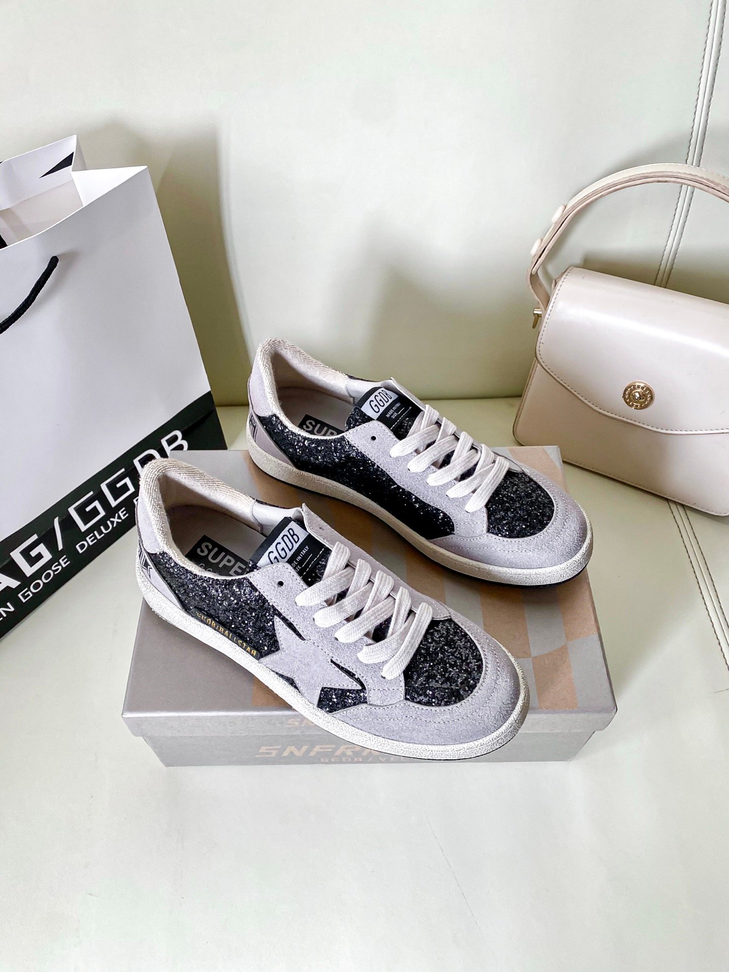 White Ball Star Strap Sneakers Adult Vintage Distressed Leather Dirty Casual Street Flat Shoes For Men Women - Image 4
