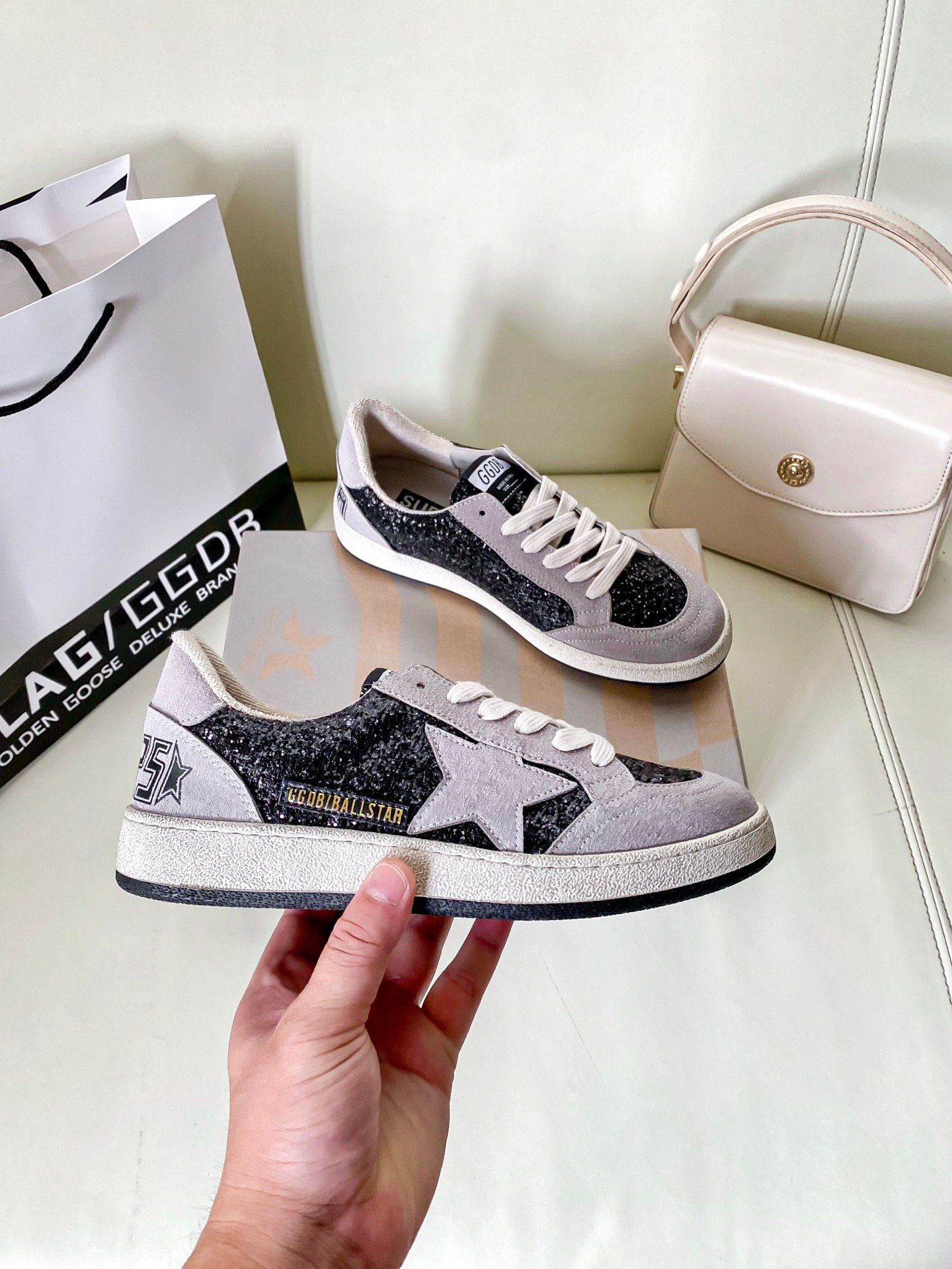 White Ball Star Strap Sneakers Adult Vintage Distressed Leather Dirty Casual Street Flat Shoes For Men Women - Image 5