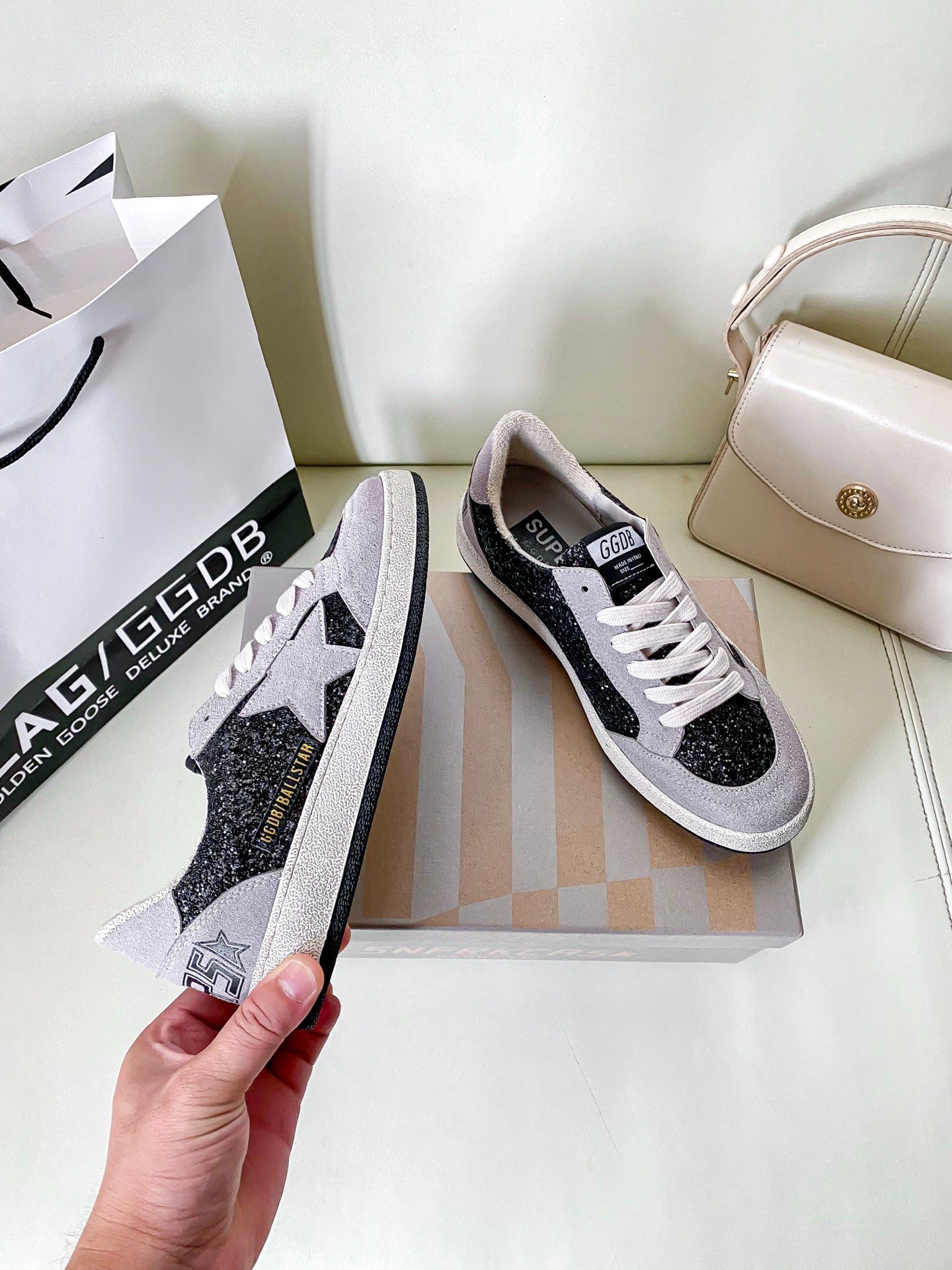 White Ball Star Strap Sneakers Adult Vintage Distressed Leather Dirty Casual Street Flat Shoes For Men Women - Image 8