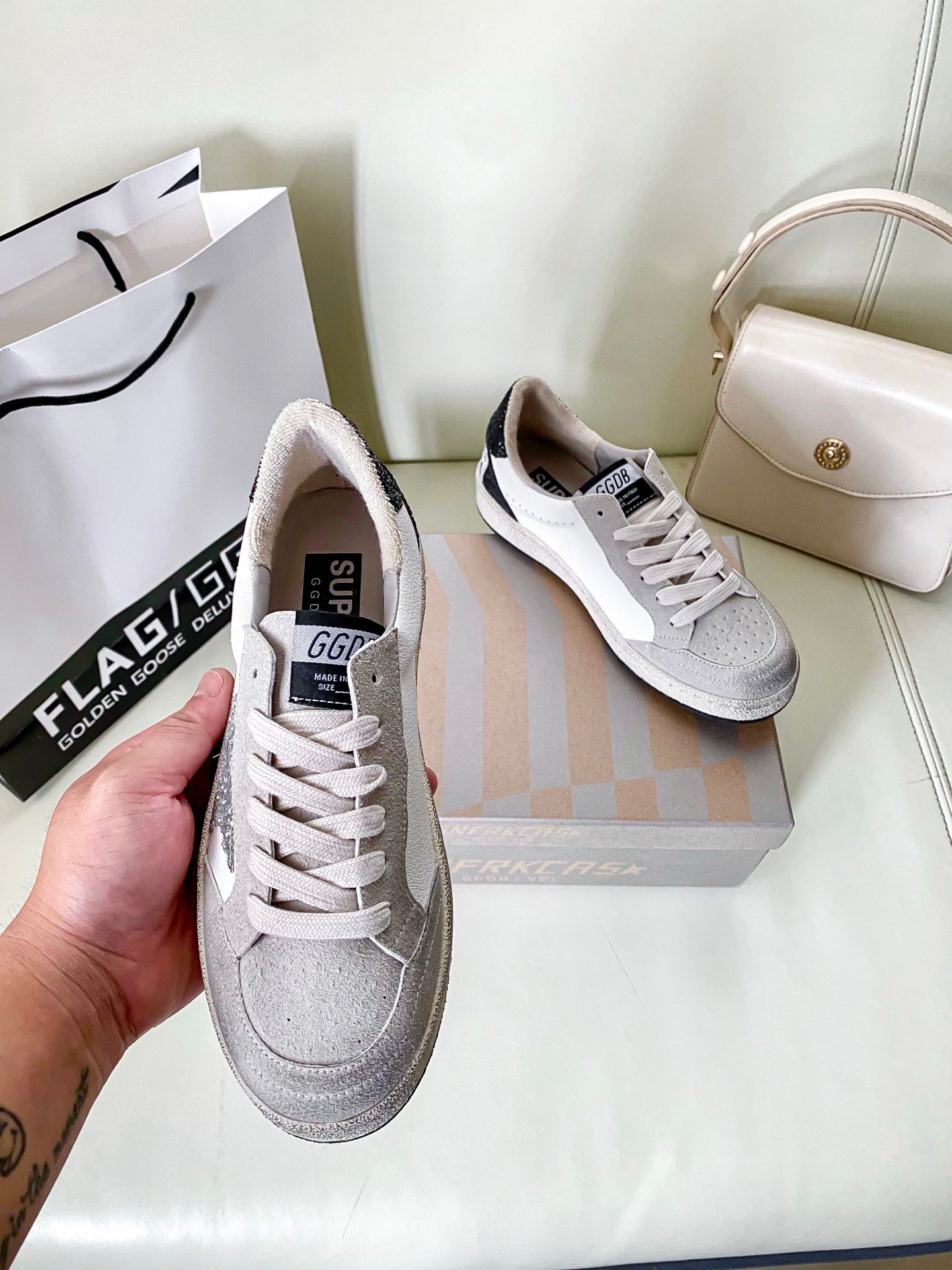 White Ball Star Strap Sneakers Adult Vintage Distressed Leather Dirty Casual Street Flat Shoes For Men Women - Image 6