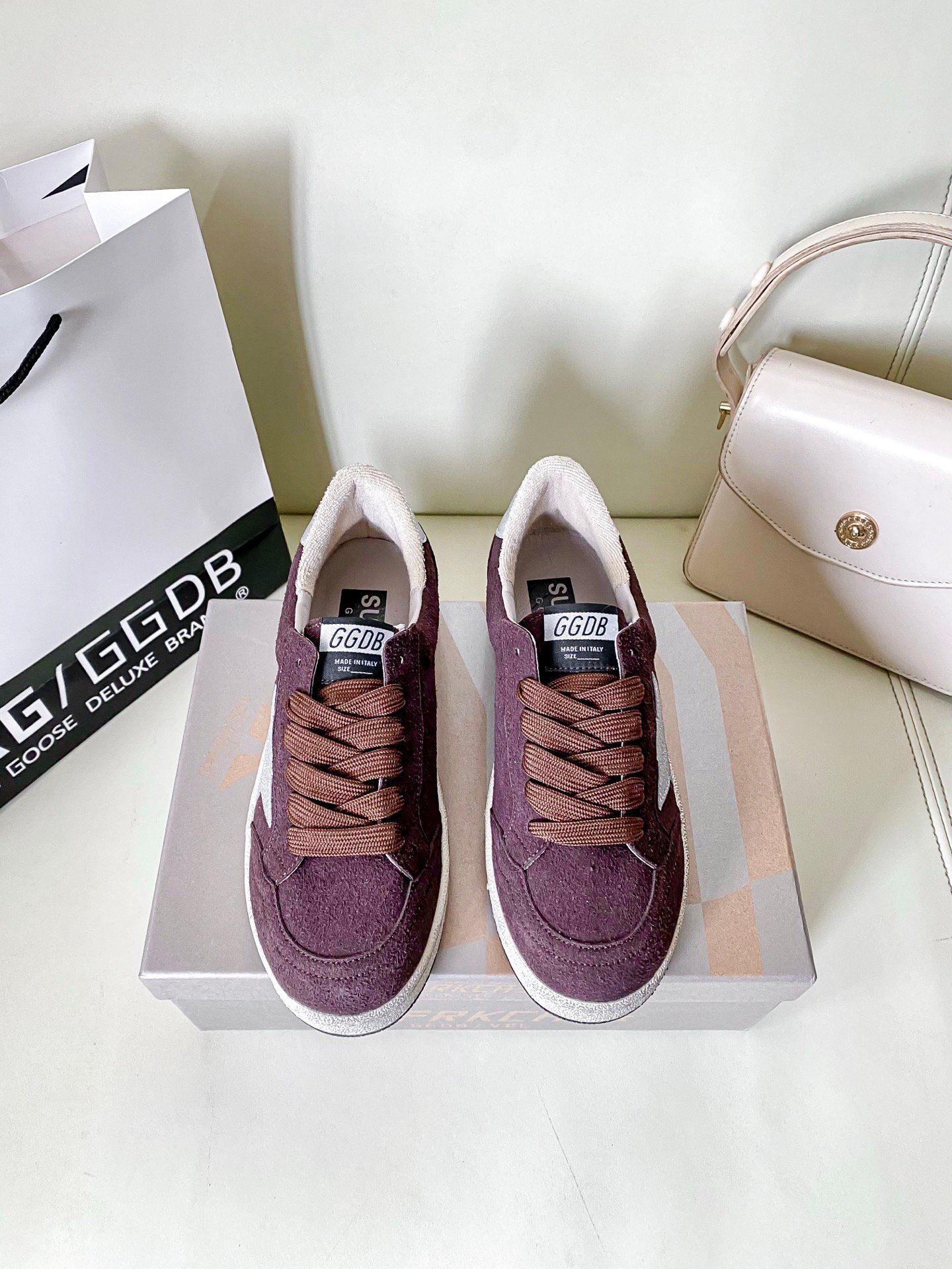 White Ball Star Strap Sneakers Adult Vintage Distressed Leather Dirty Casual Street Flat Shoes For Men Women