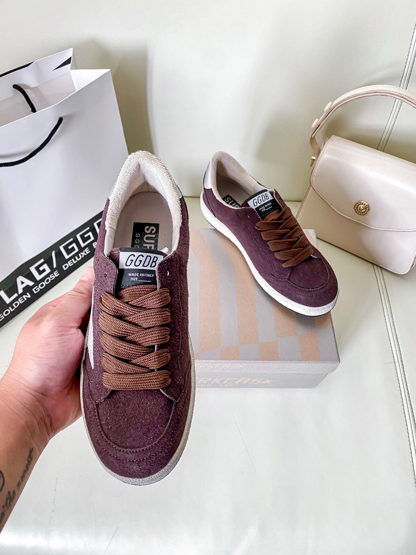 White Ball Star Strap Sneakers Adult Vintage Distressed Leather Dirty Casual Street Flat Shoes For Men Women - Image 4