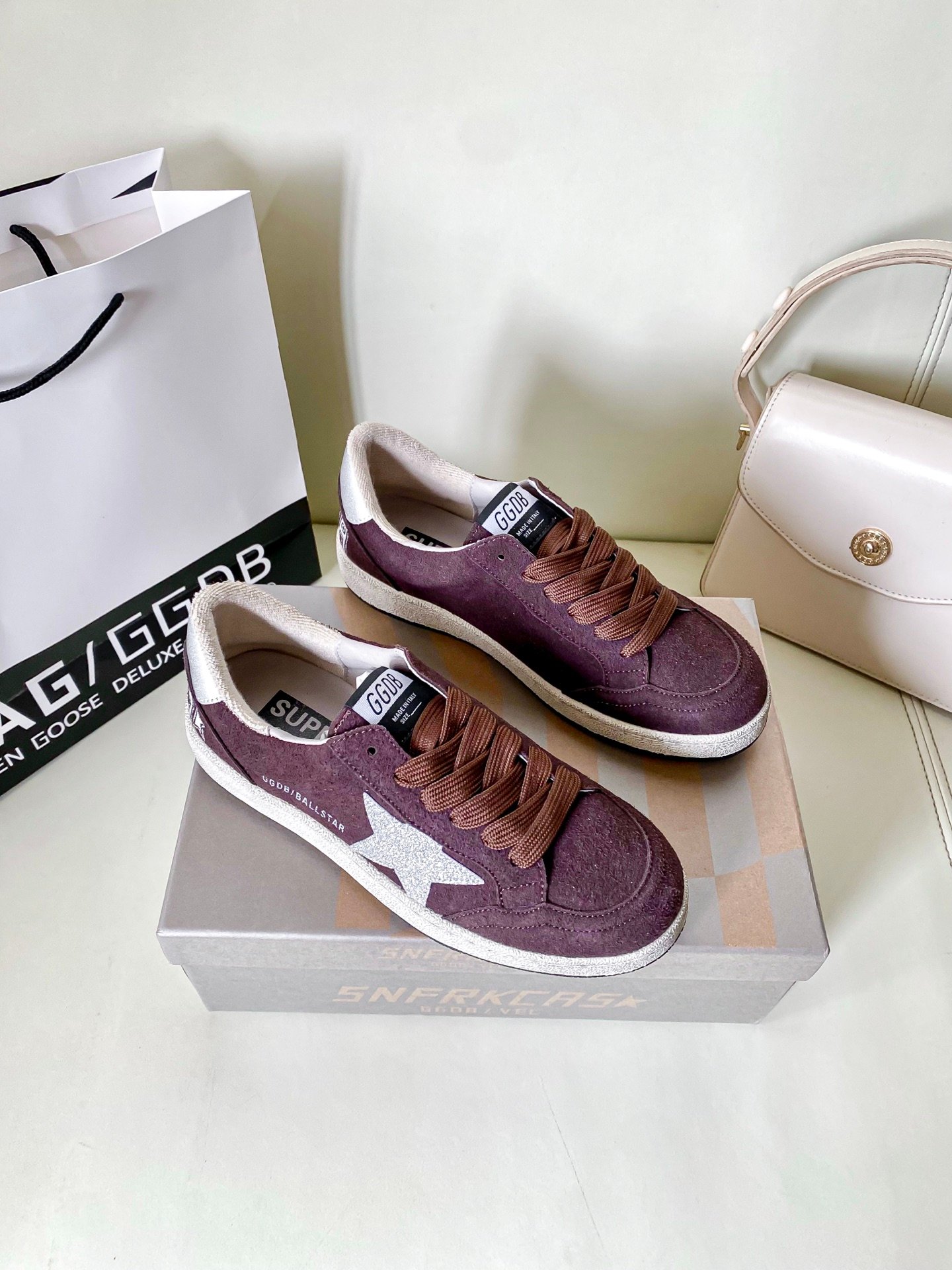 White Ball Star Strap Sneakers Adult Vintage Distressed Leather Dirty Casual Street Flat Shoes For Men Women - Image 5