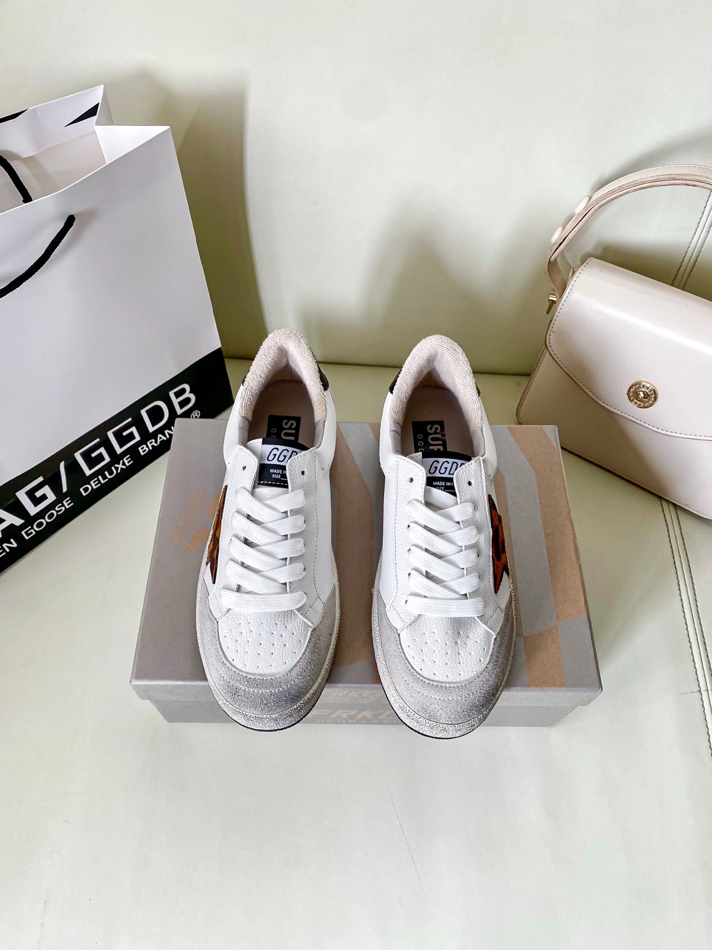 White Ball Star Strap Sneakers Adult Vintage Distressed Leather Dirty Casual Street Flat Shoes For Men Women - Image 7